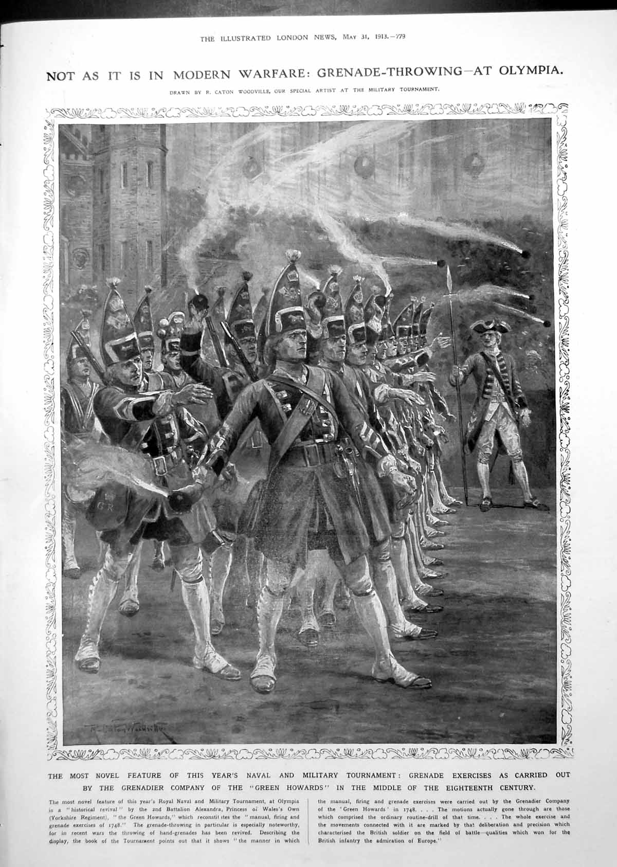 Antique Print Olympia C 18th Style Military Attack Amateur GSt Andrews 1913