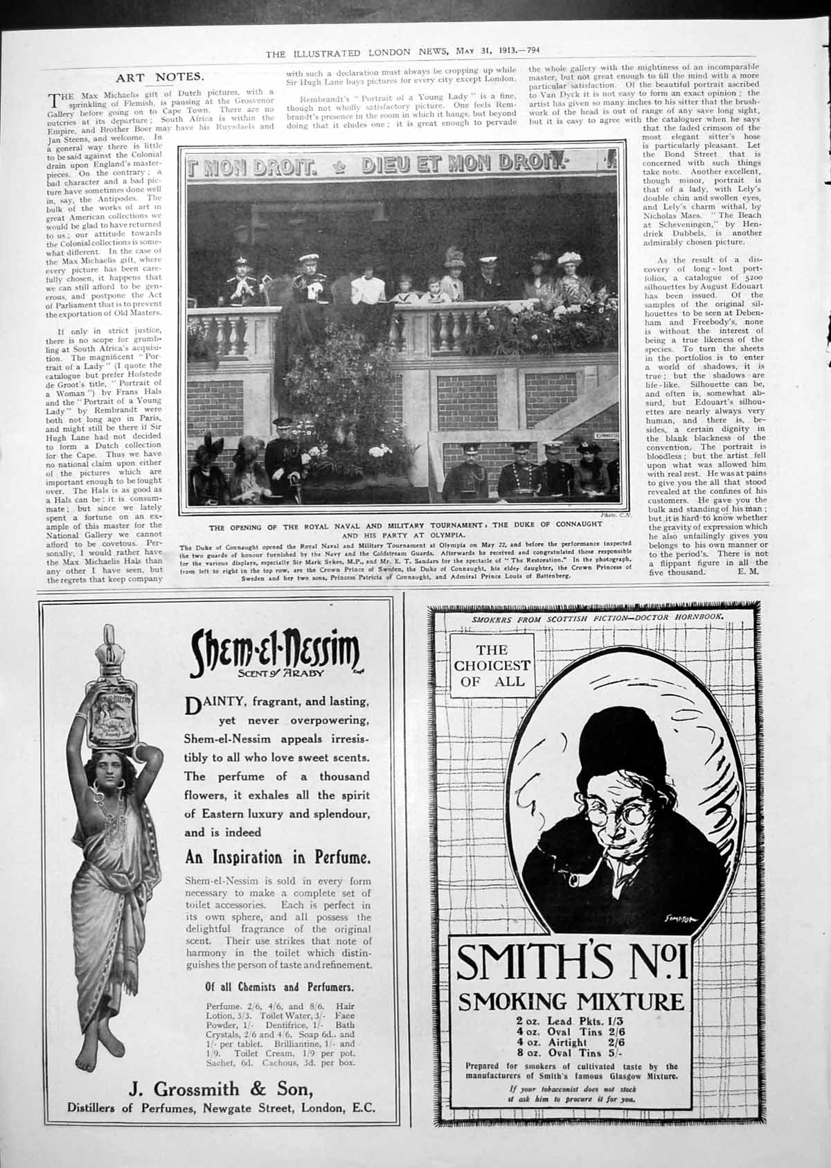 Antique Old Print Duke Connaught Opening Royal Naval Military Tournament 1913