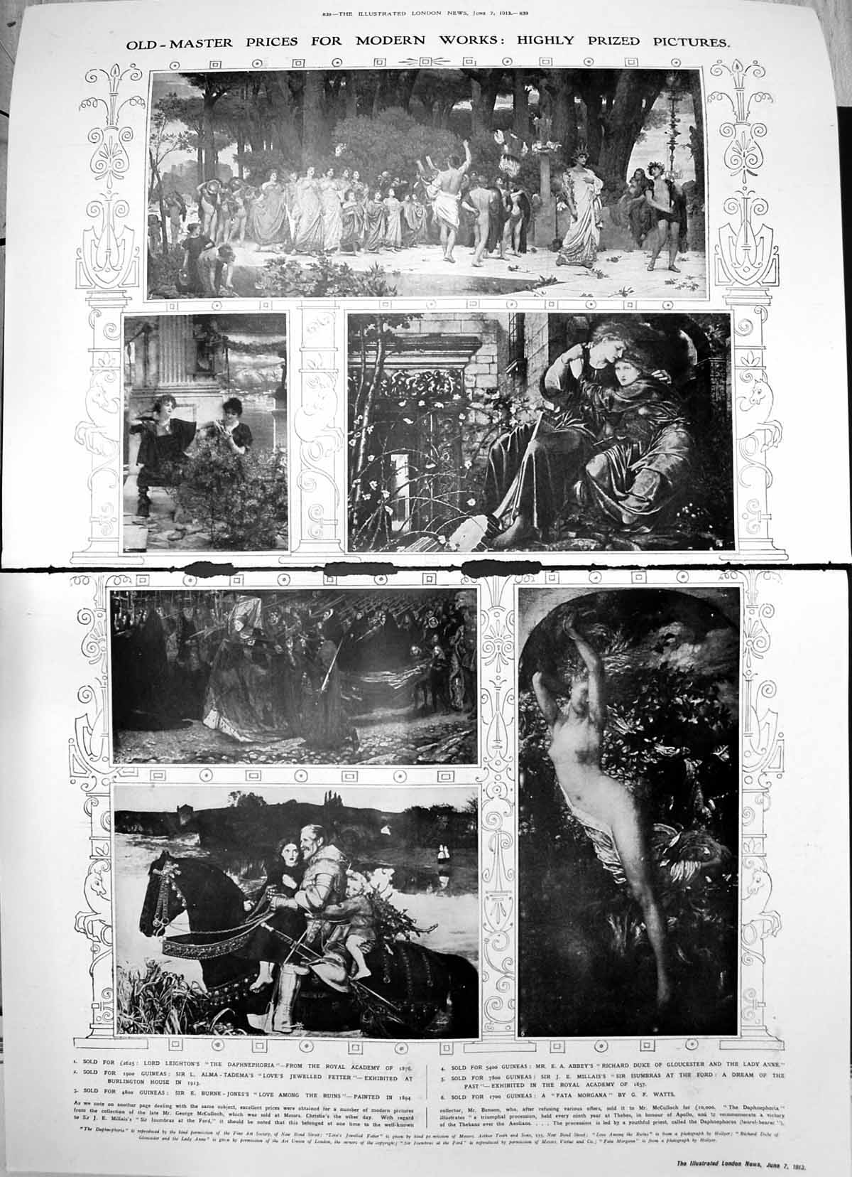 Old Print Damaged Highly Prized Pictures Fata Morgana Daphnephoria 1913 20th