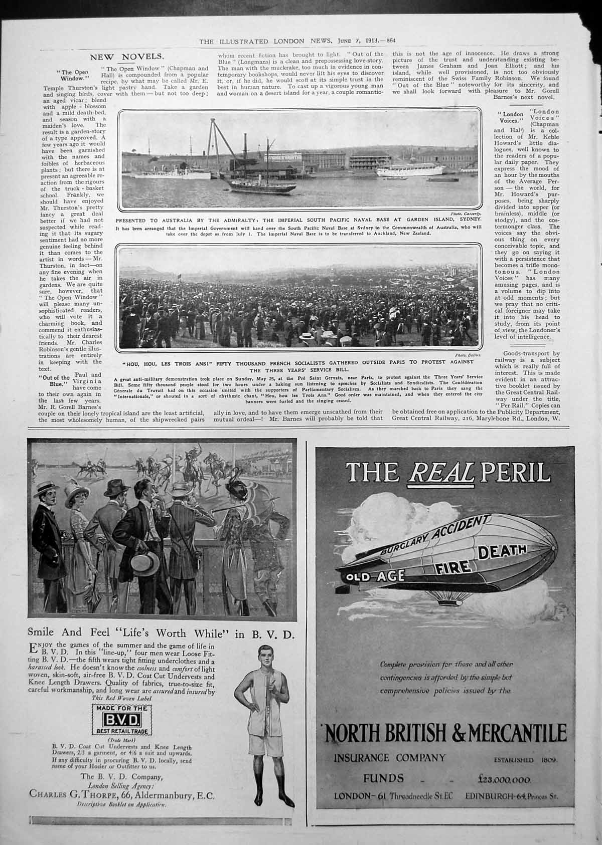 Old Print French Socialists Gather Protest Three Years Service Bill 1913 20th