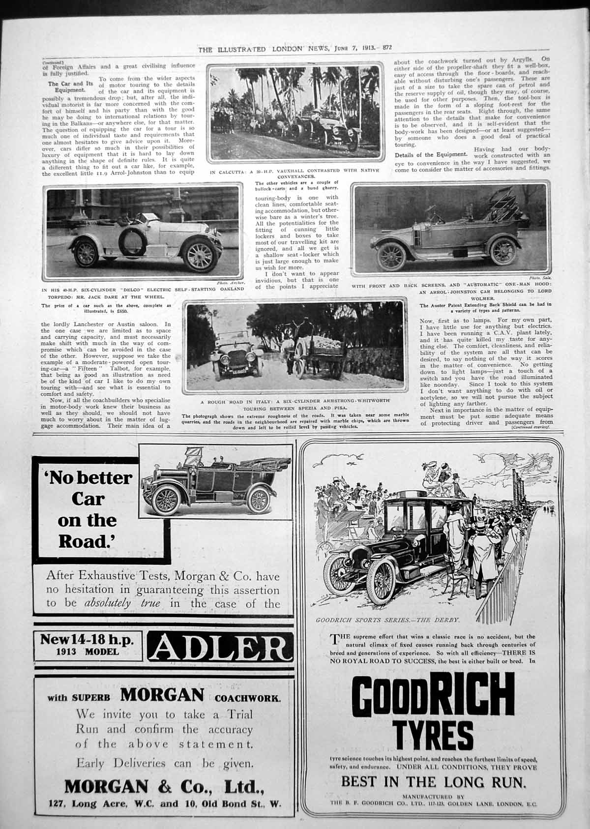 Antique Print Calcutta Vauxhall Native Conveyances Armstrong-Whitworth 1913