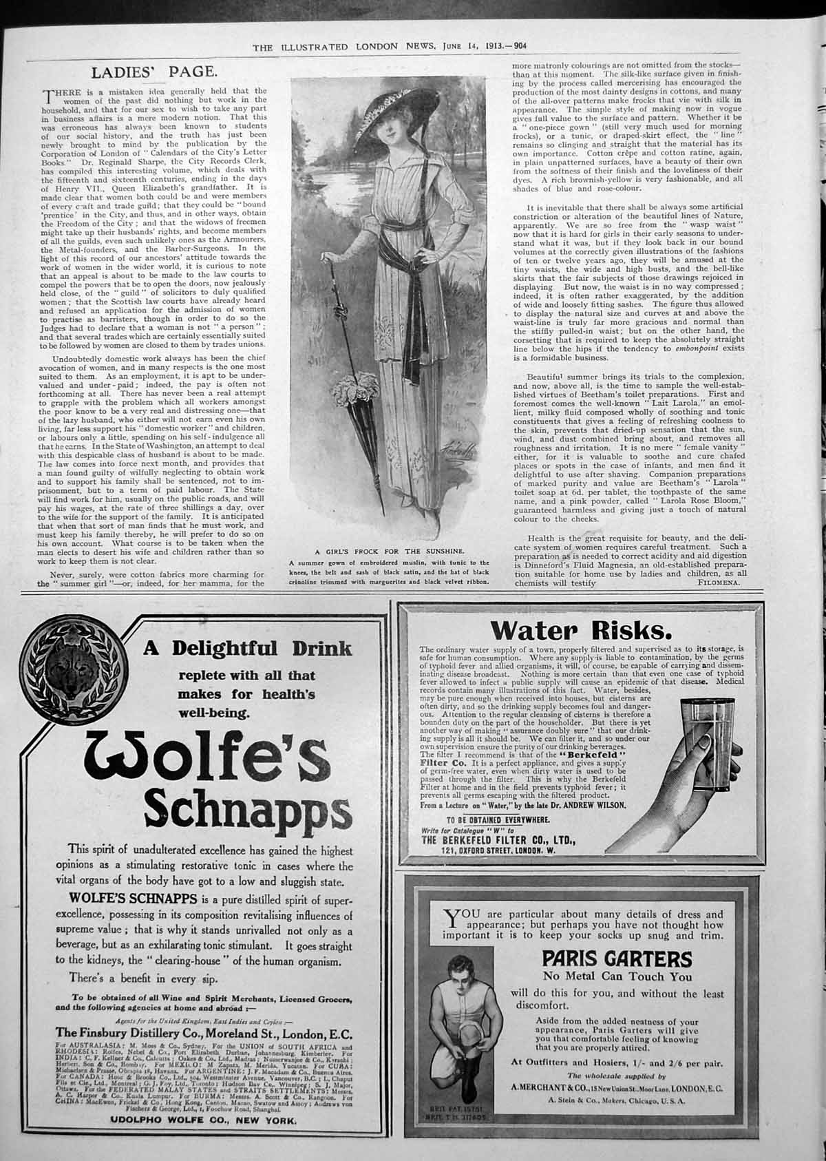 Antique Old Print Girl'S Frock For The Sunshine Summer Gown Embroidered 1913
