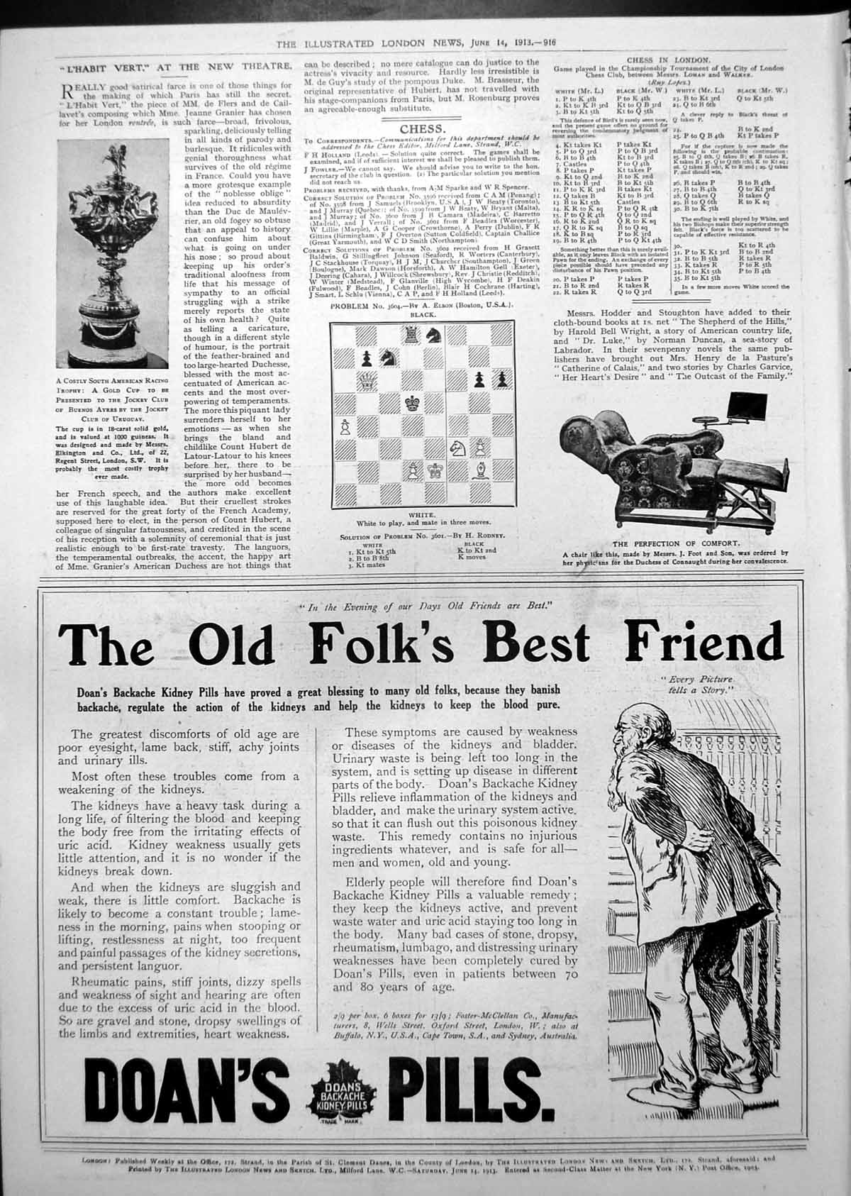 Antique Old Print Jockey Club GCup Worth 1000 Guineas Convalescent Chair 1913