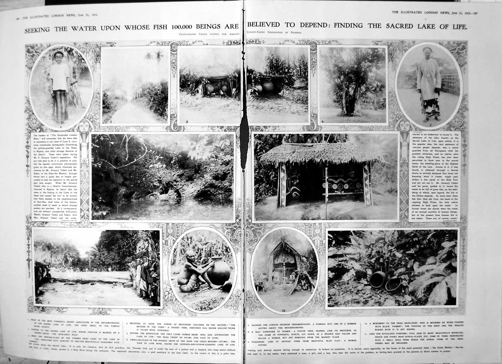 Old Print Damaged Nigeria Lake Dead Sacred Lake Life Native Scenes 1913 20th