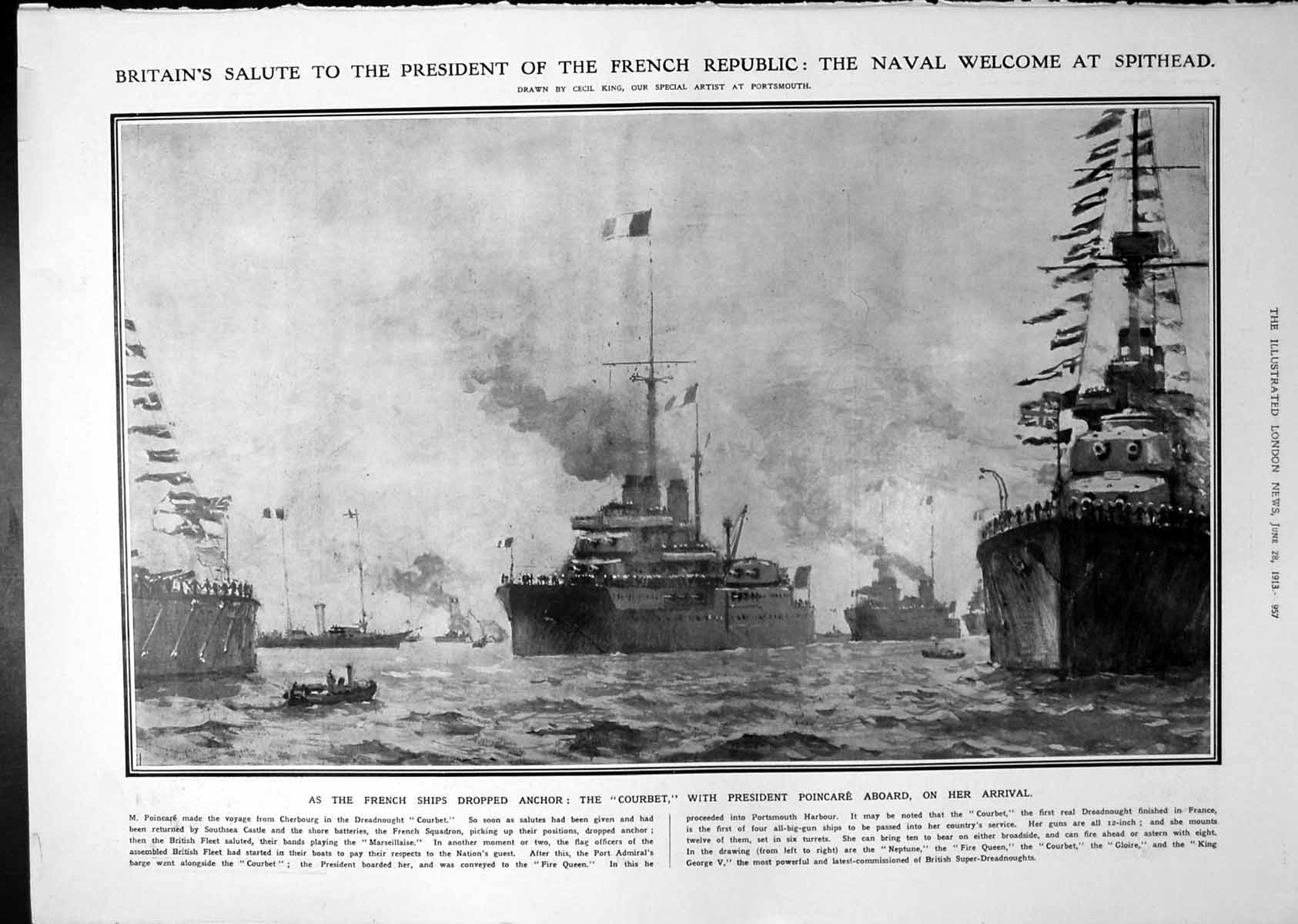 Old Print Courbet Arrives M. Poincare Ships French Embassy Portraits 1913 20th