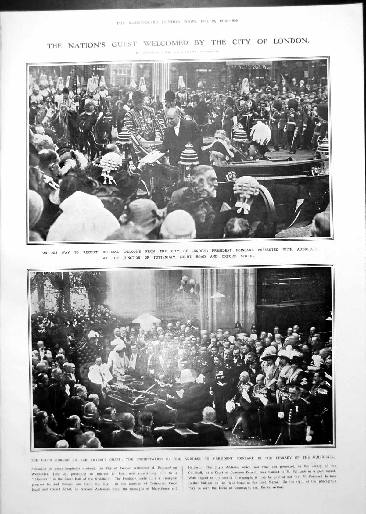 Antique Old Print Presentation Address Poincare Guildhall Golf Hoylake 1913