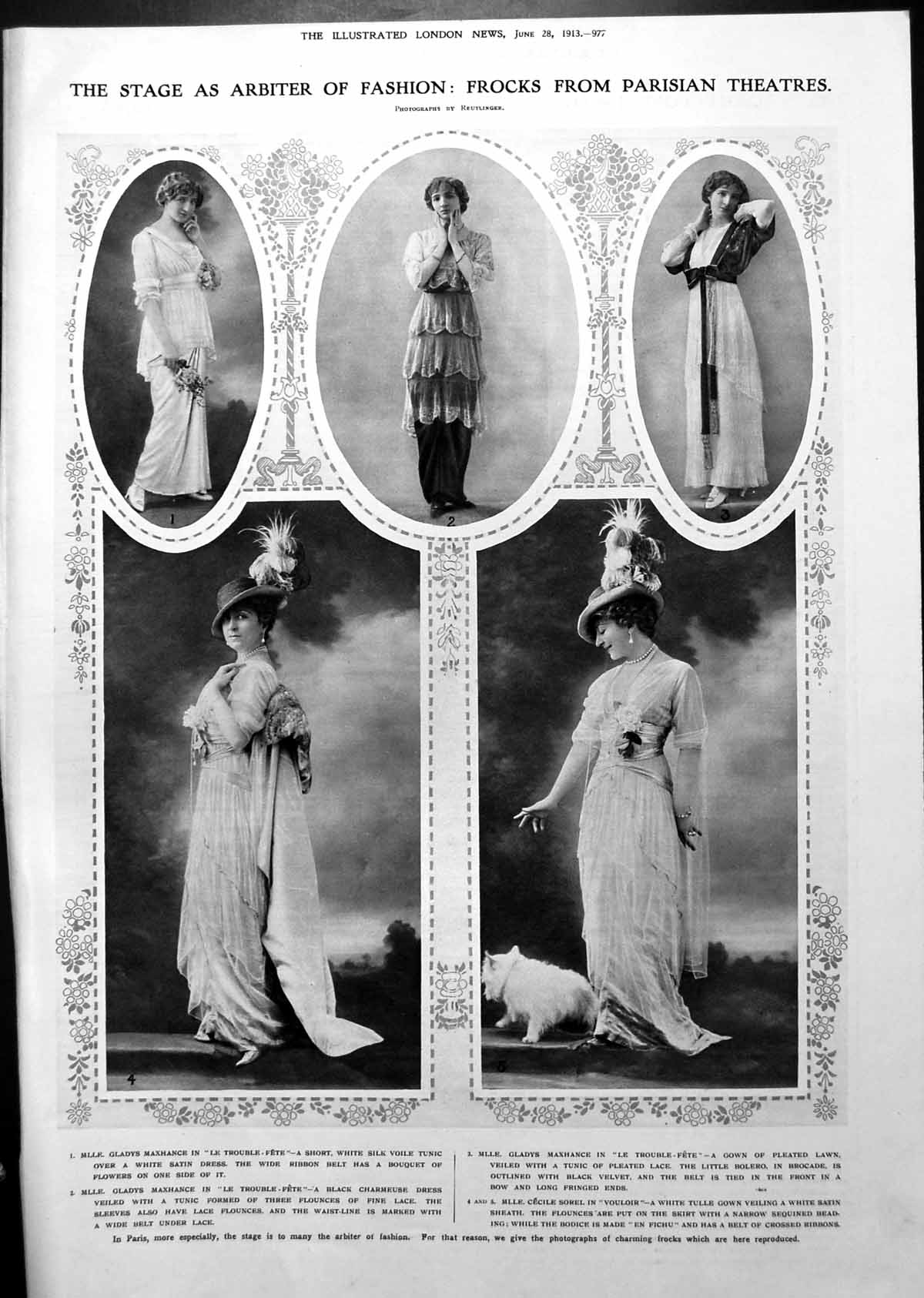 Antique Print Frocks From Parisian Theatres Loetschberg Railway Bridge 1913