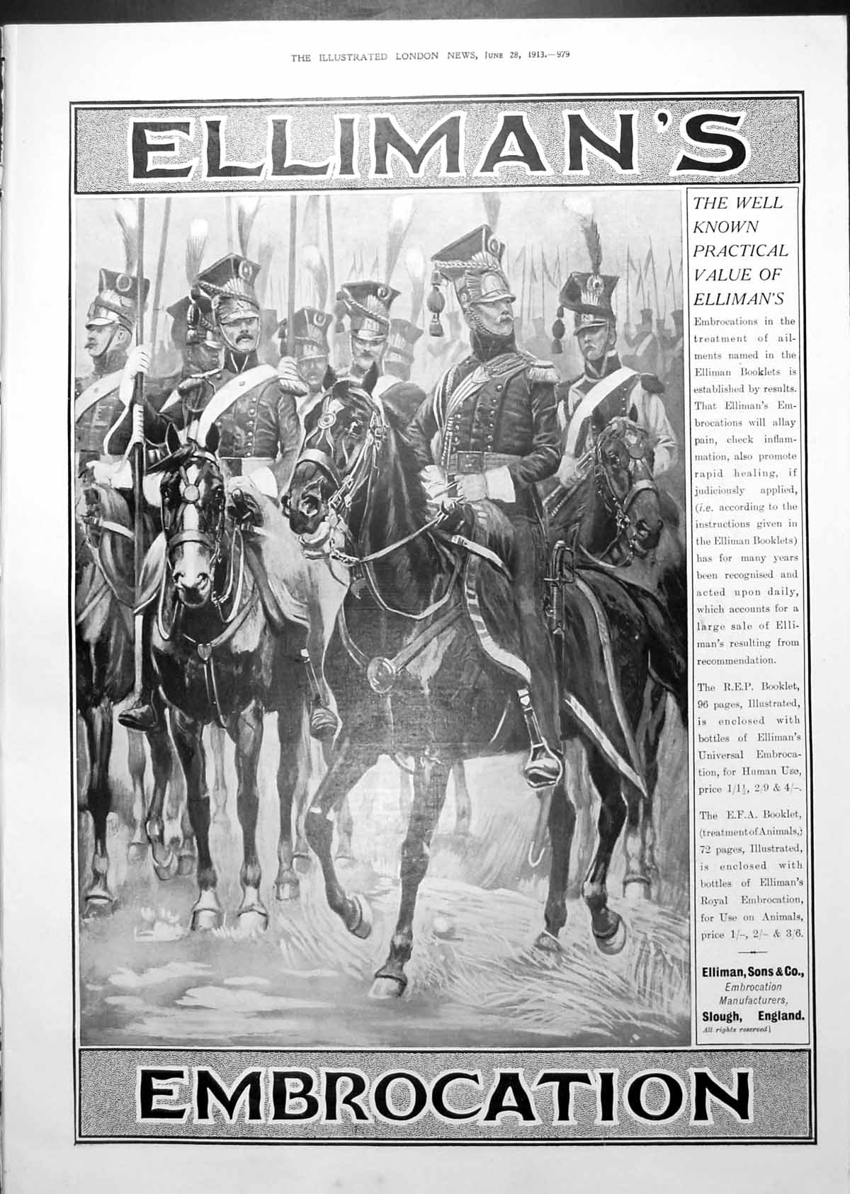 Antique Print Elliman'S Embrocation Horses Advert North Wales Holidays 1913