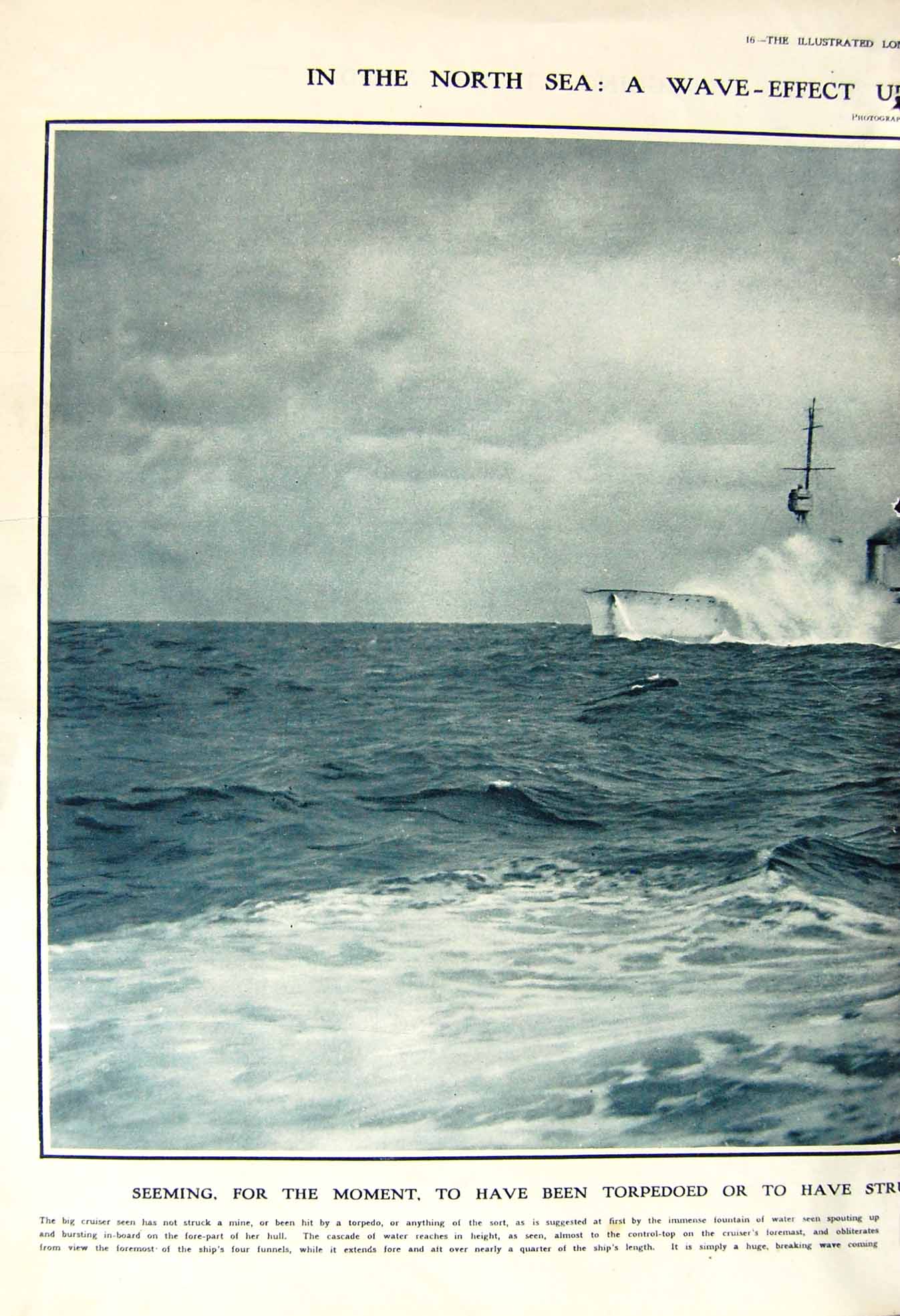 Old Vintage Print 1917 North Sea Cruiser Ship Wilhelmshaven Lens German 20th