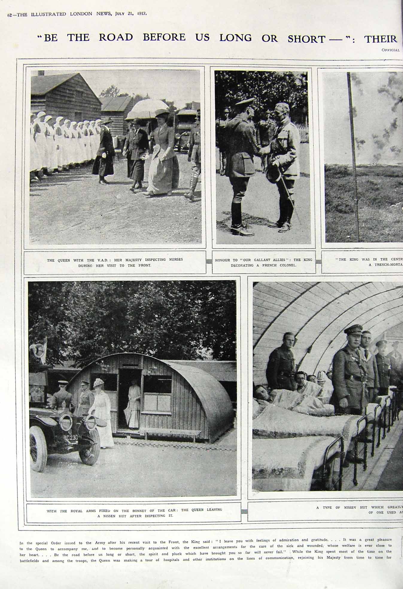 Original Old Vintage Print 1917 War Army Hospital Queen Siers Philip Gibbs 20th