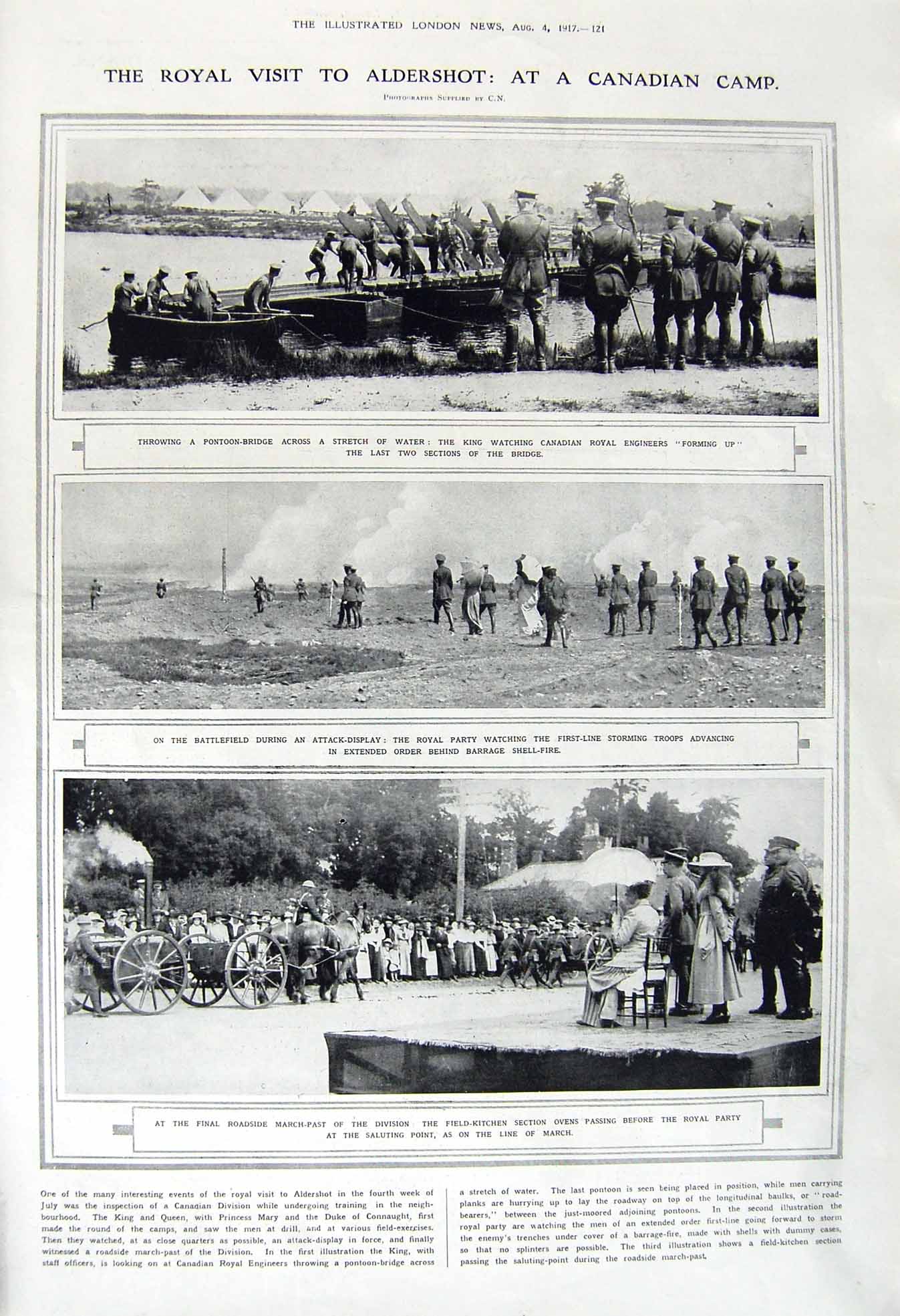Original Old Vintage Print 1917 Aldershot Canada Siers War College Green Dublin