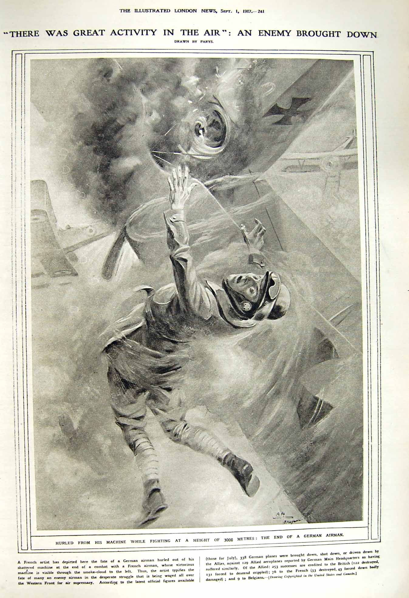 Old Vintage Print 1917 German Airman Crash War Italian Navy Ships Motor 20th