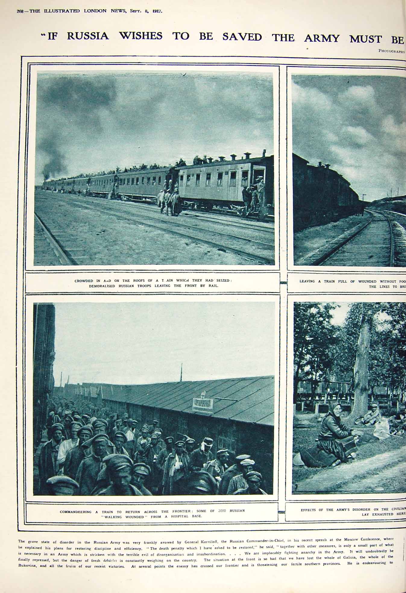Original Old Vintage Print 1917 Russian Siers War Train Red Cross Hospital 20th