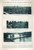 Old Vintage Print 1917 War Somme Trench German Prisoners Russia Dug-Out 20th