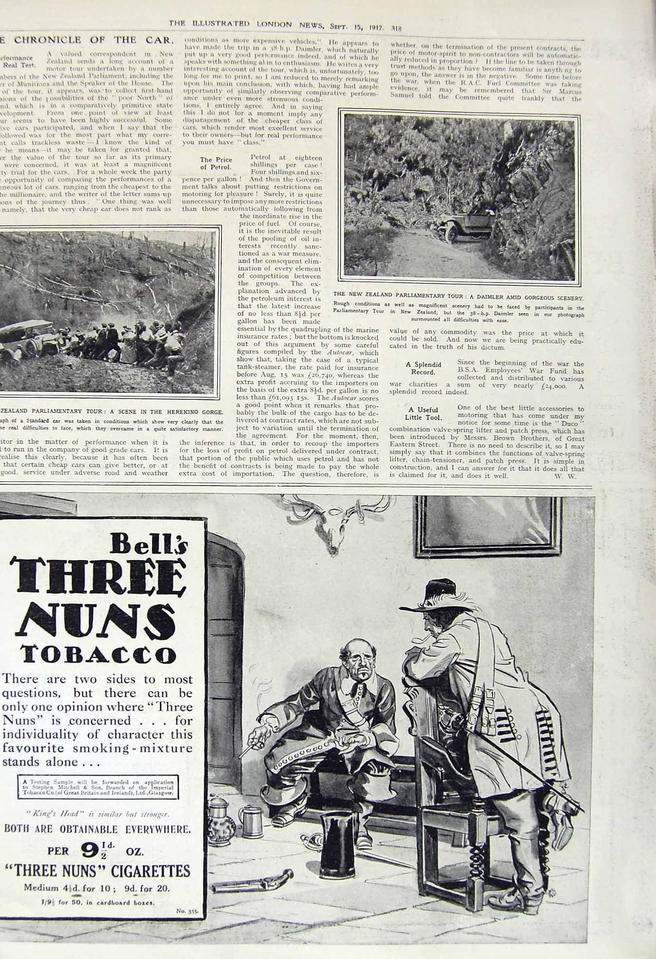 Original Old Vintage Print 1917 New Zealand Parliamentary Tour Daimler Herekino