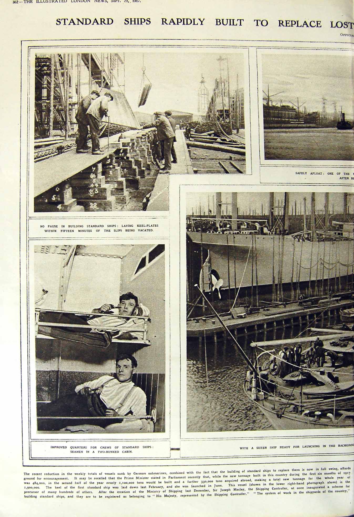 Original Old Vintage Print 1917 War Ship Building Cabin Engine Room Captain