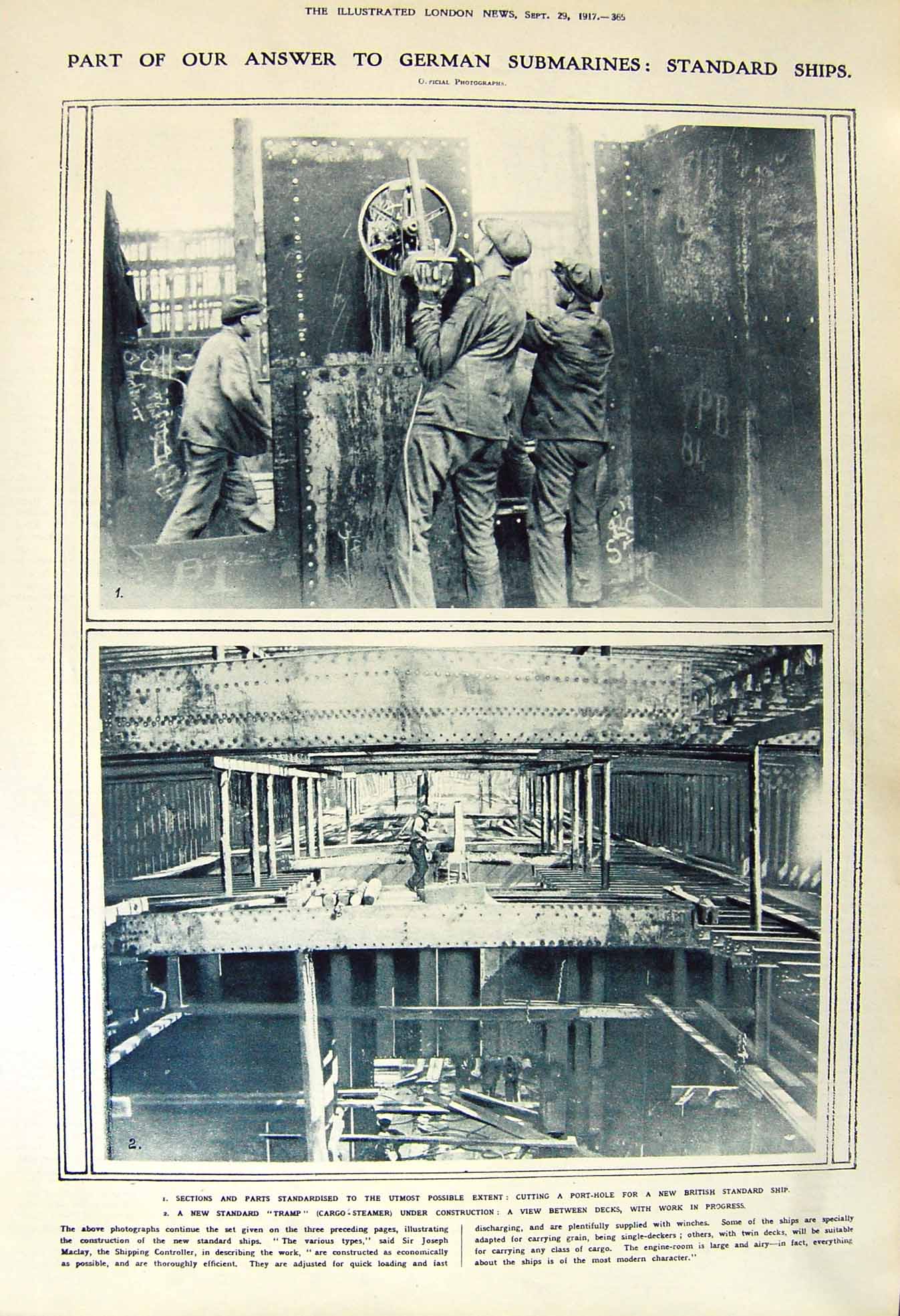 Original Old Vintage Print 1917 British War Hips Cargo Steamer Ruhleben Flowers