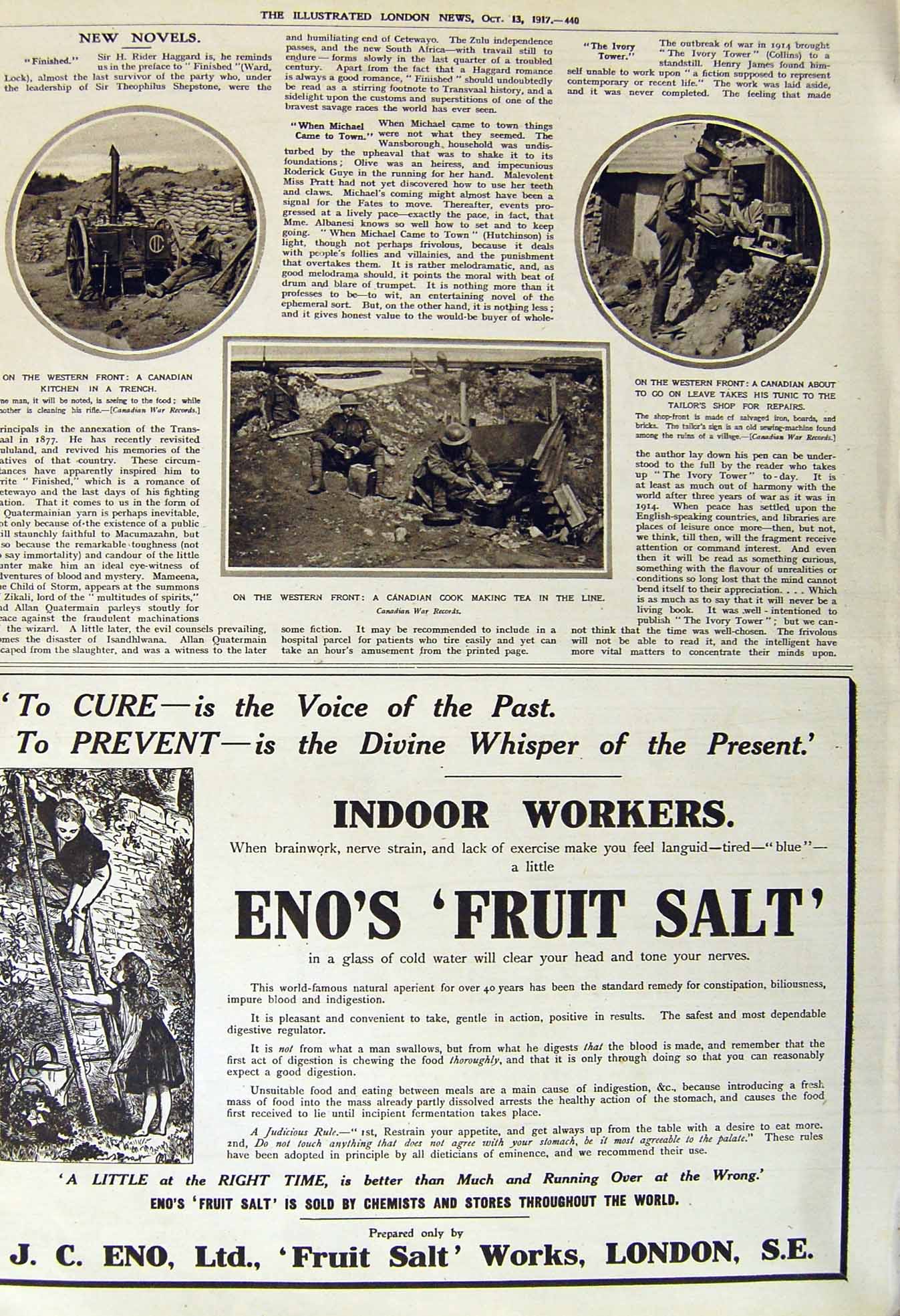 Old Vintage Print 1917 War Western Front Canadian Cook War Savings Bonds 20th