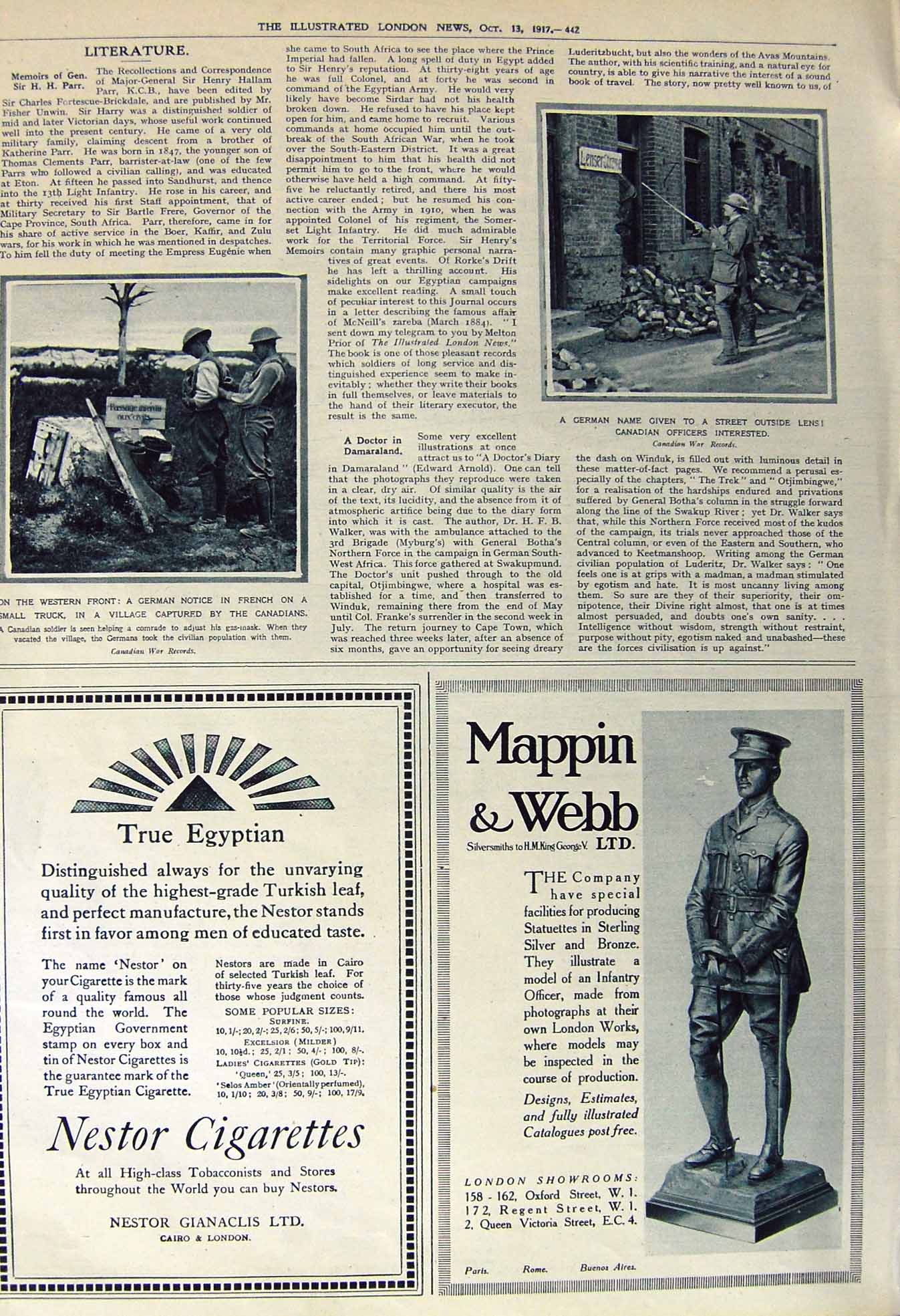Original Old Vintage Print 1917 War Western Front German Sier Cigarettes Louvre
