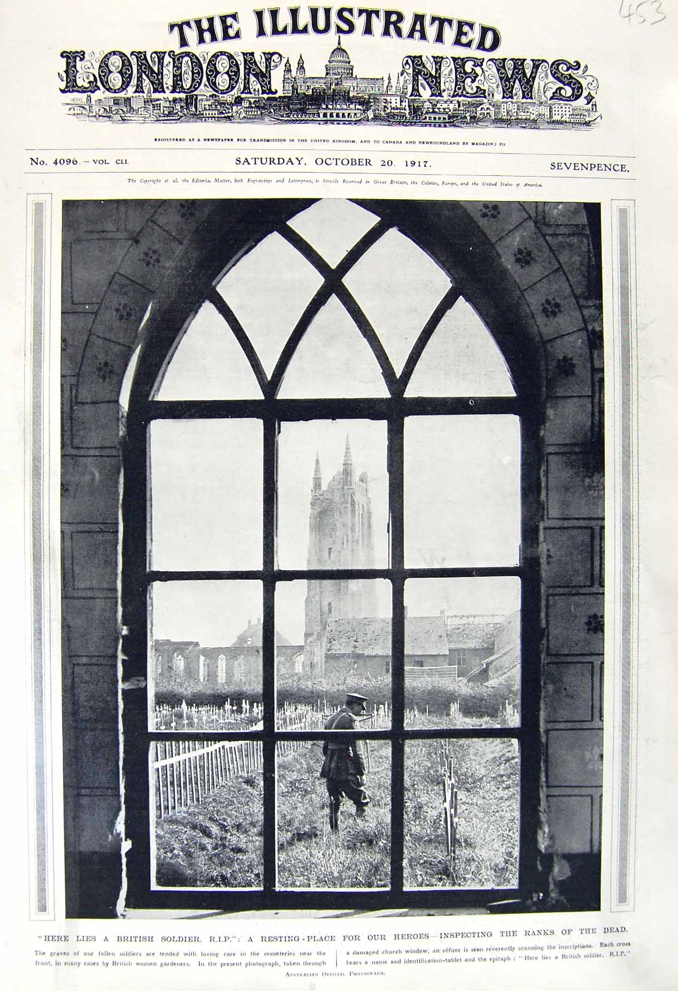 Original Old Vintage Print 1917 British Siers War Graves Sultan Fuad Egypt 20th