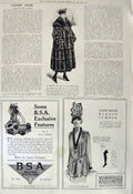 Old Vintage Print 1917 Elegant Fur Coat Fashion Marshall Snelgrove Motor 20th