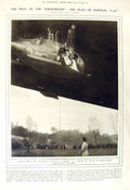 Old Vintage Print 1917 Flag Zeppelin Airship French Airmen Dirigibles War 20th