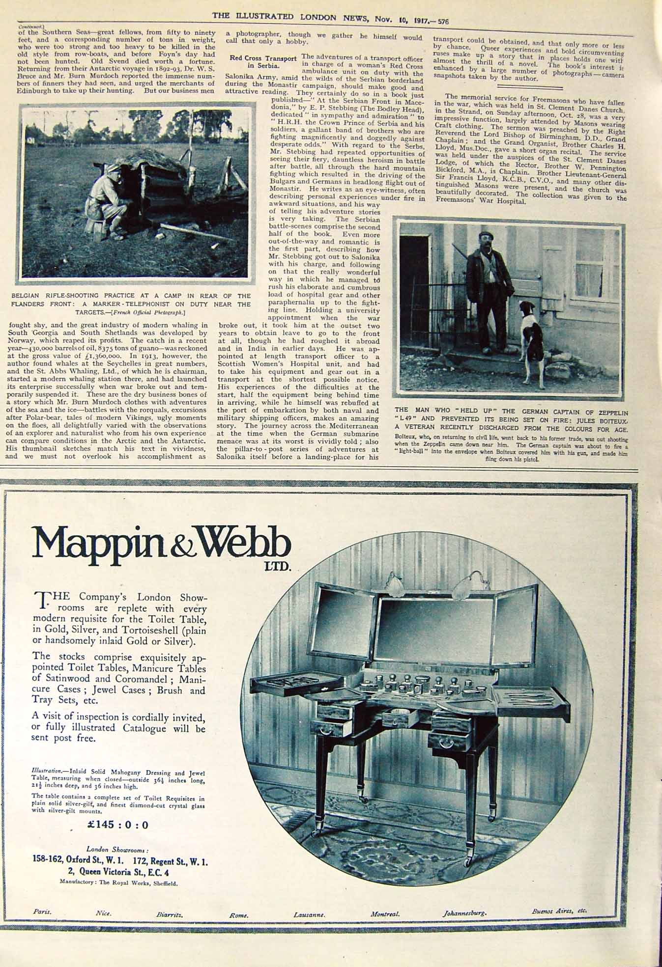 Old Vintage Print 1917 Belgian Rifle Shooting Flanders Jules Boiteux Dog 20th