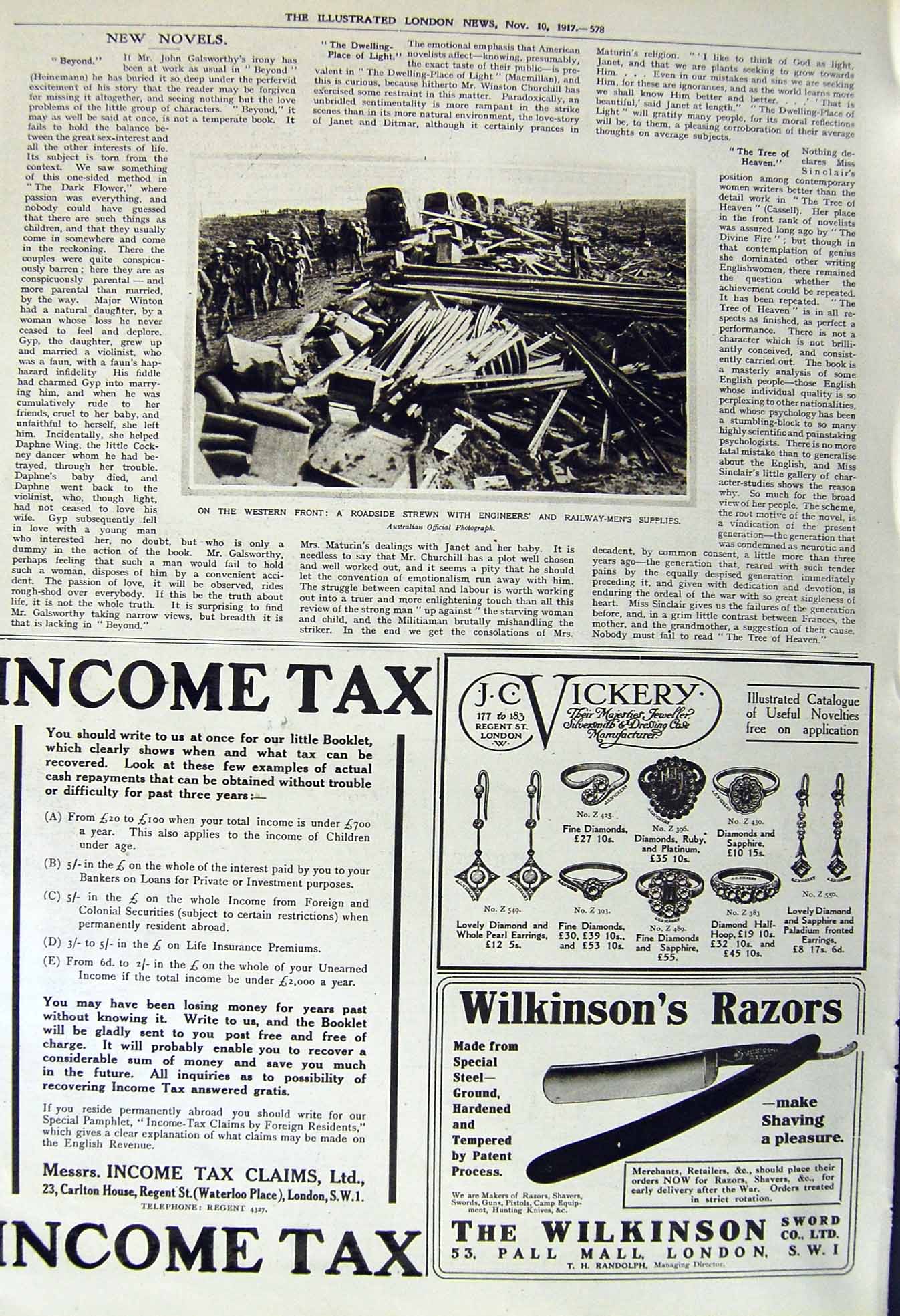Original Old Vintage Print 1917 Western Front Engineers Railway Mens Supplies