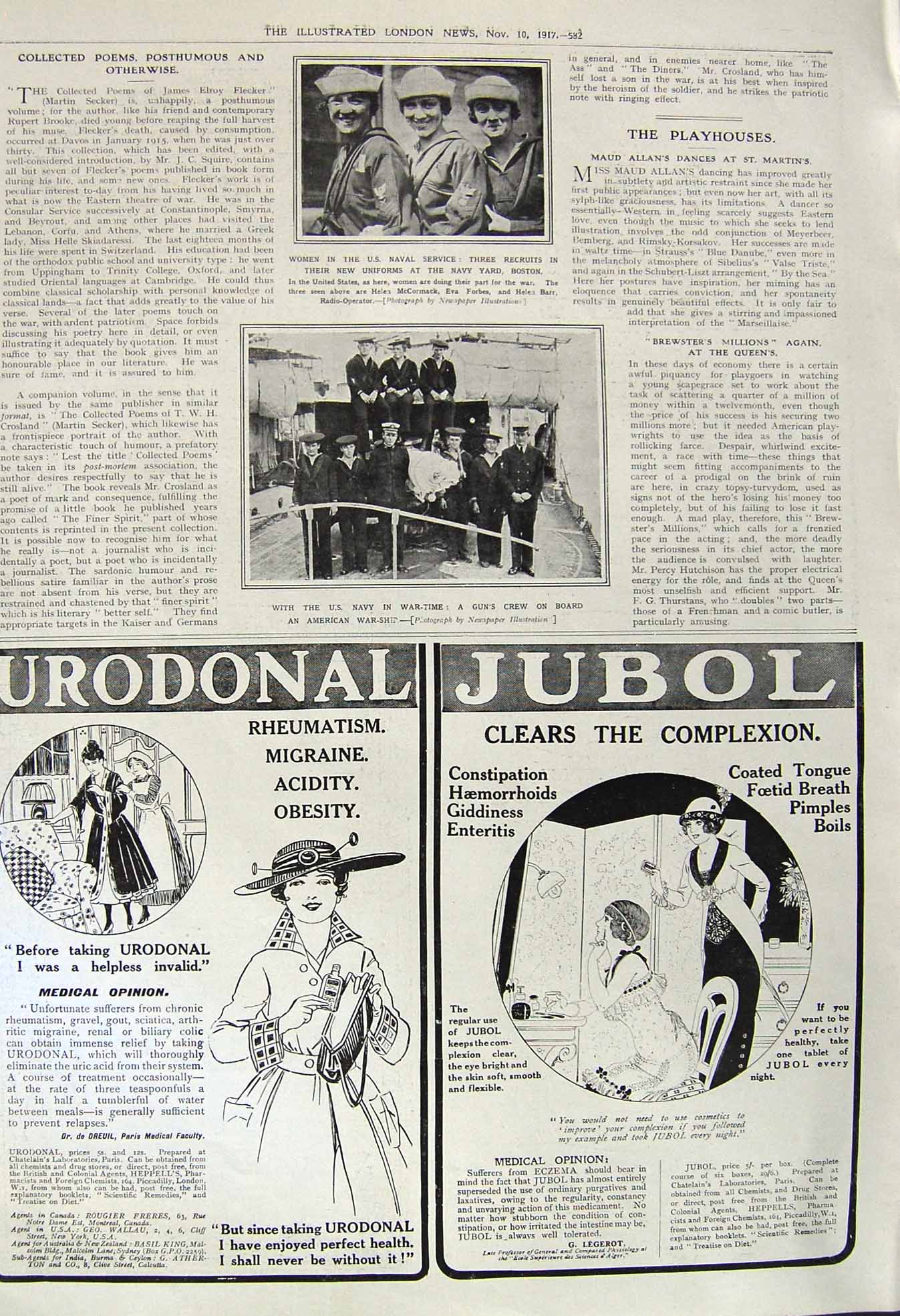 Original Old Vintage Print 1917 U.S. Naval Service Navy Boston America War Ship