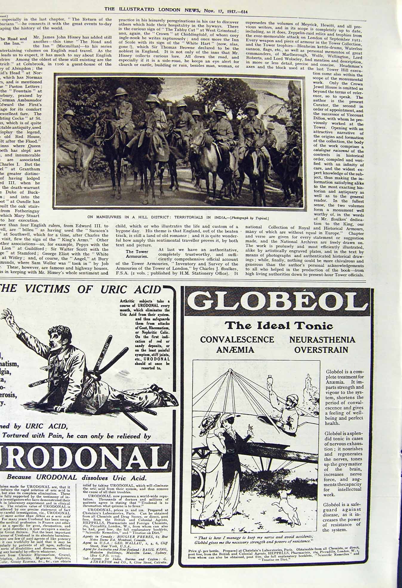 Original Old Vintage Print 1917 Territorials Siers War India War Hill District