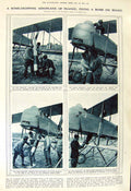 Original Old Vintage Print 1917 Bomb-Dropping Aeroplane France Belgians Big Gun