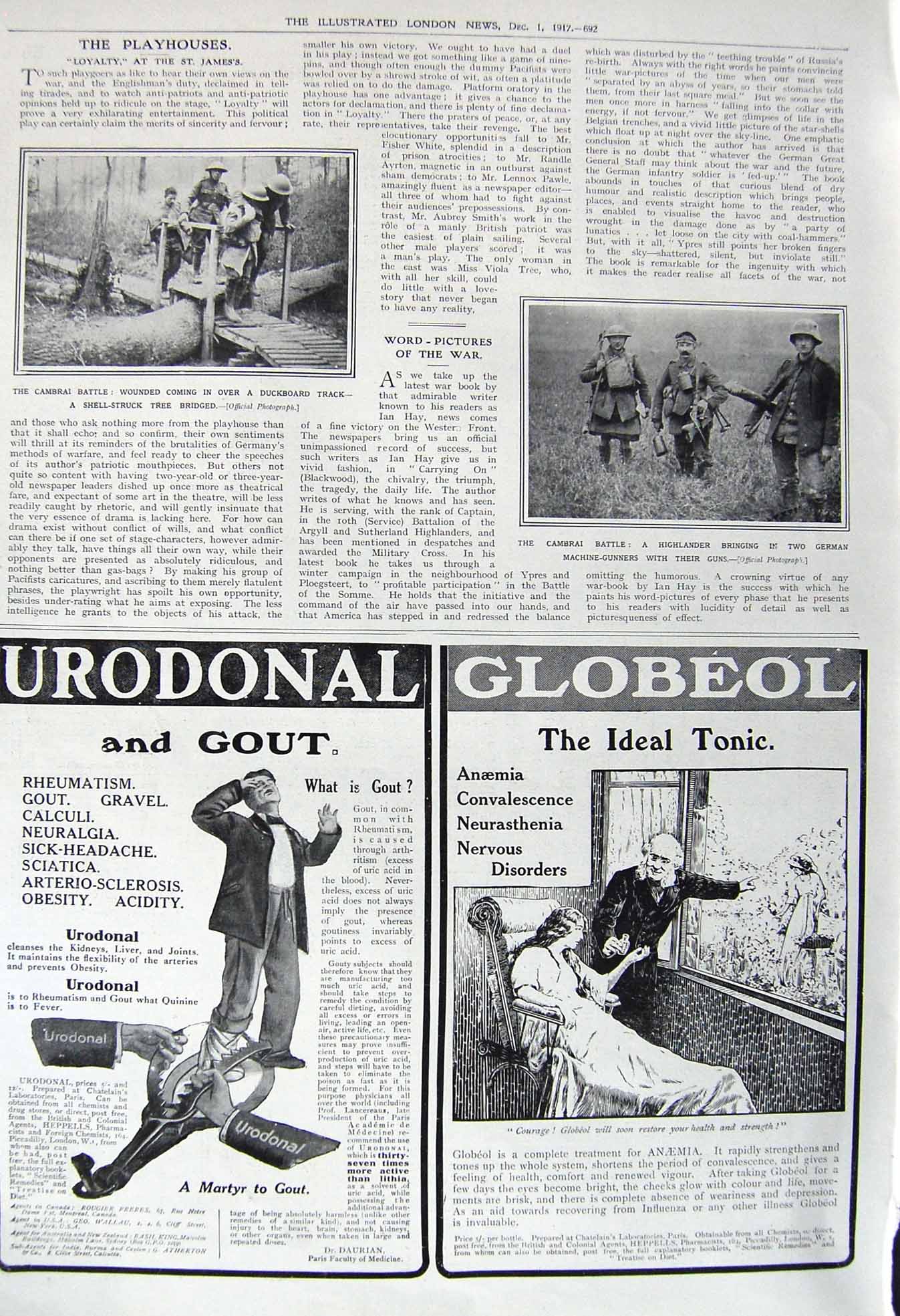 Original Old Vintage Print 1917 Cambrai Battle Highlander Sier War Pears Soap