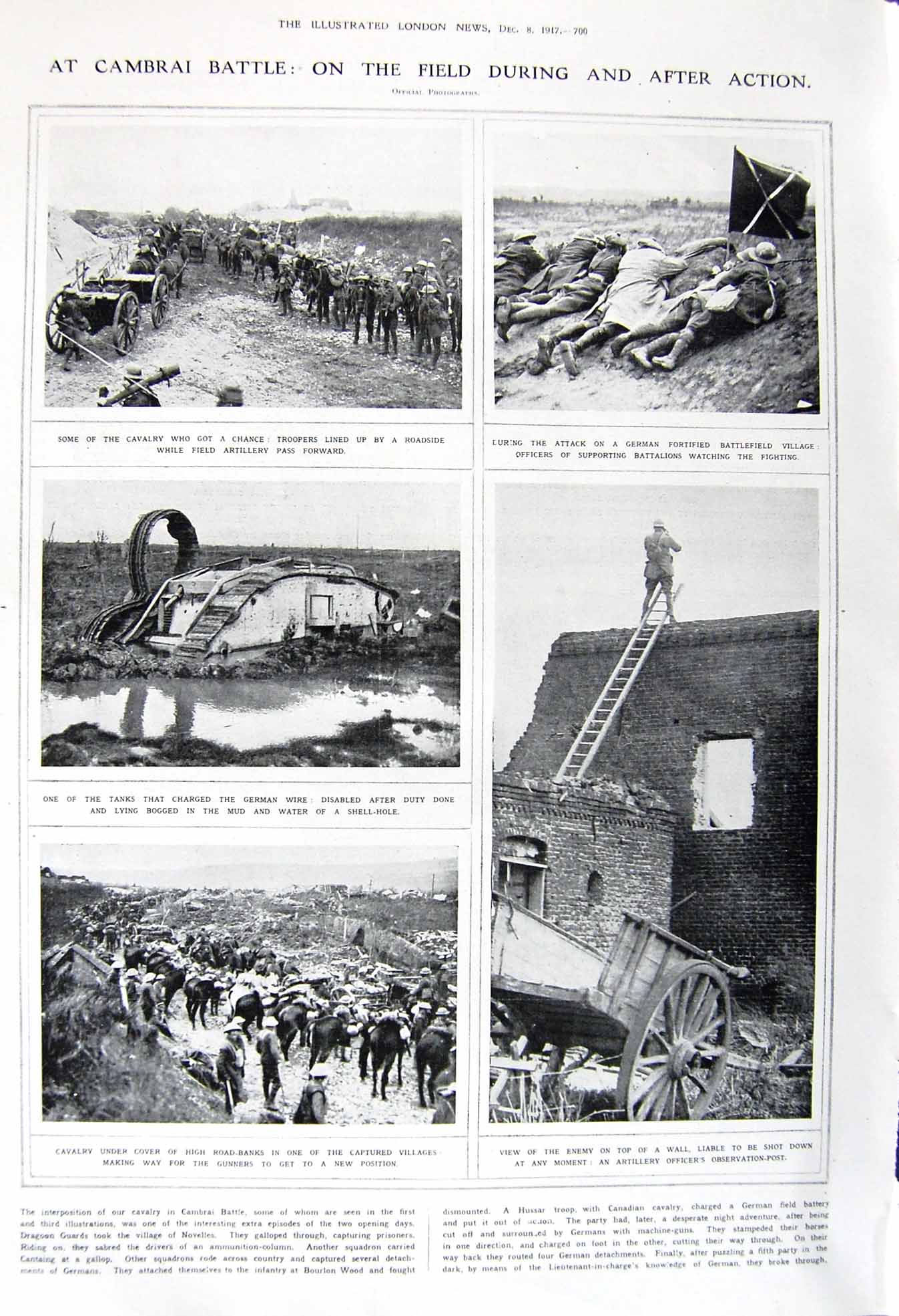 Old Vintage Print 1917 Cambrai Battle War German Prisoners Baghdad Train 20th