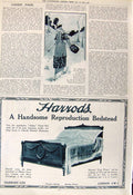 Original Old Vintage Print 1917 Fashion Costume Cape Harrods Furniture Bedstead