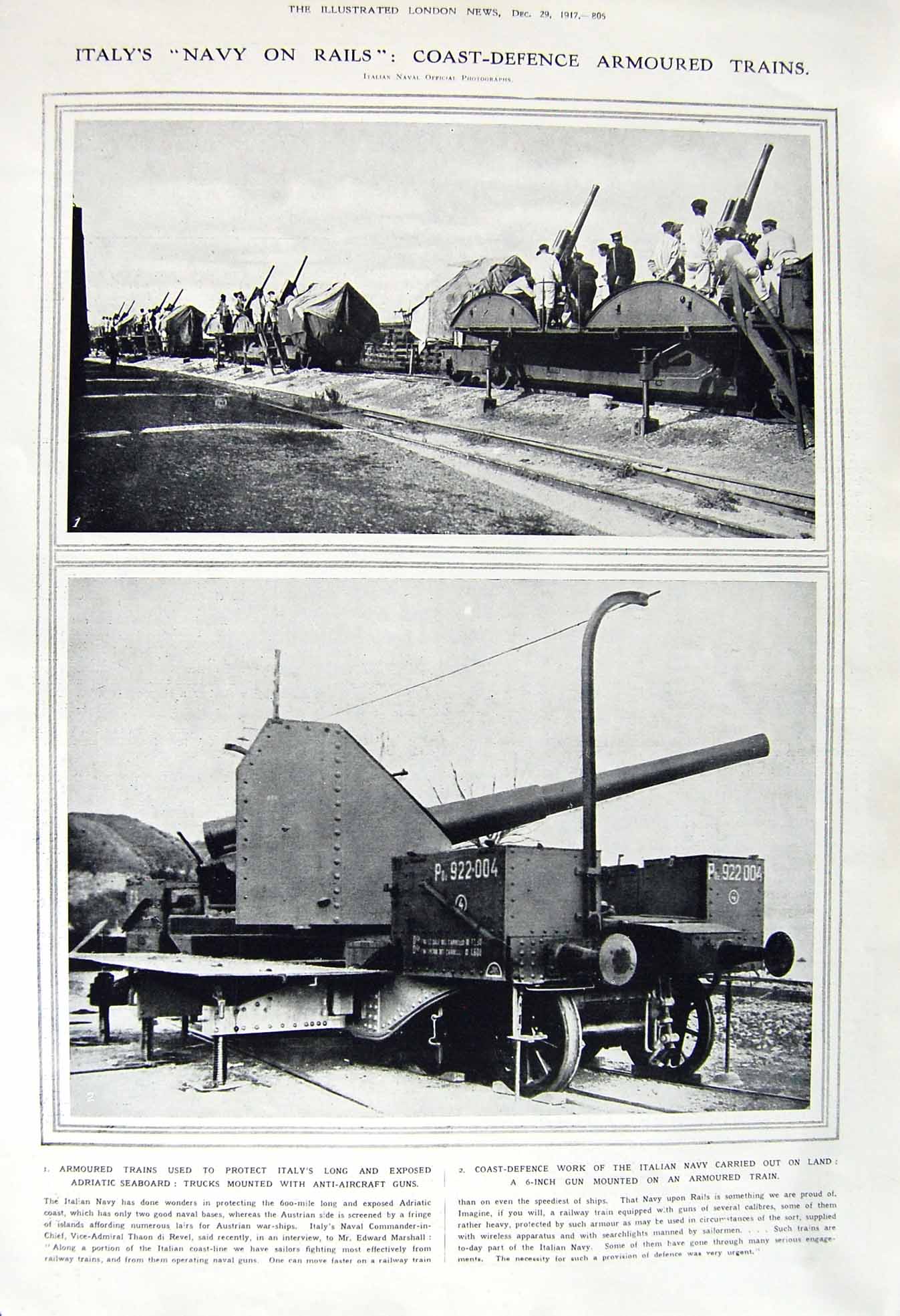 Old Vintage Print 1917 Italy Armoured Trains War Tomb Dage Giovanni Paolo 20th