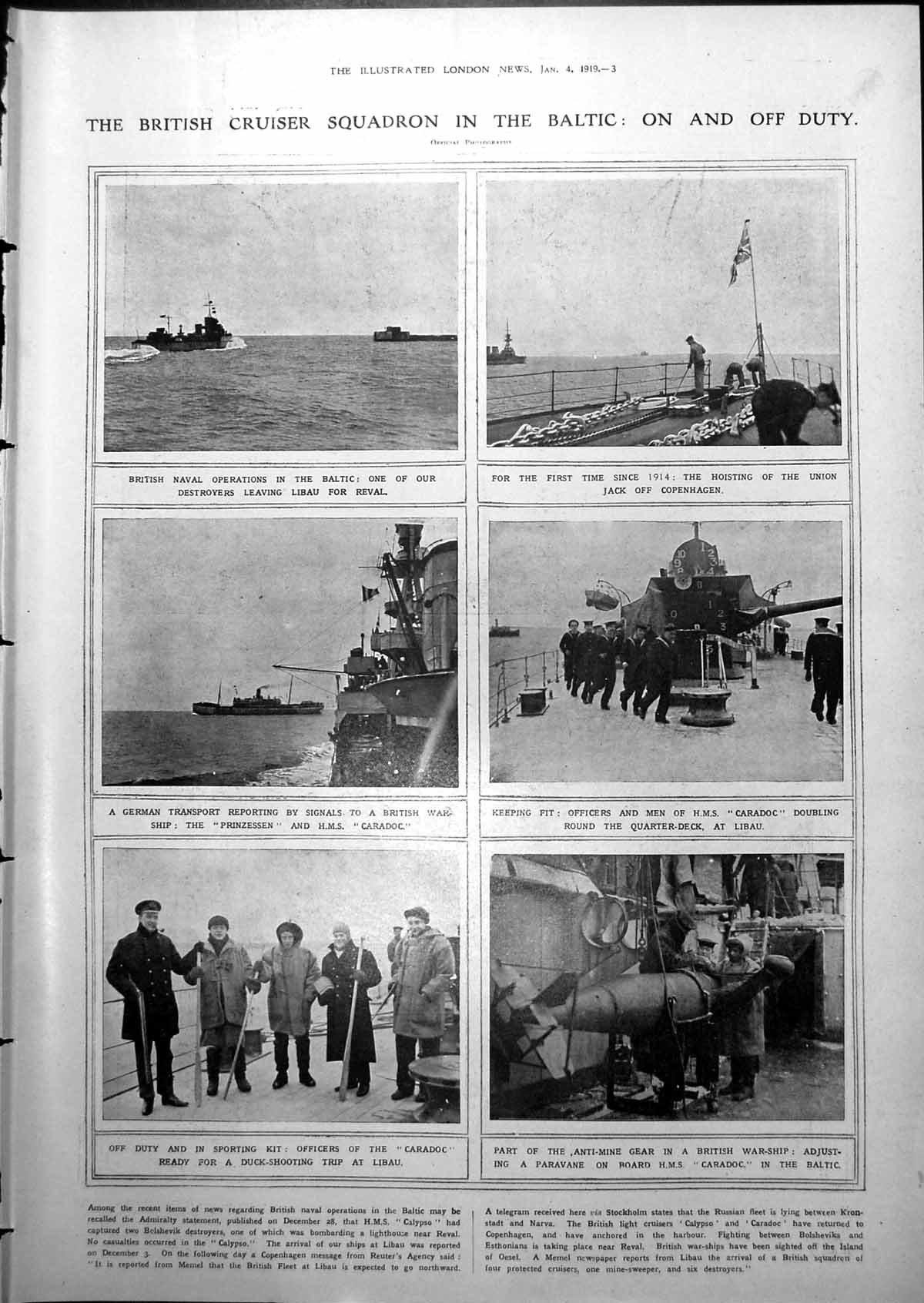 Antique Old Print British Cruiser Sqadron Baltic President Mrs Wilson 1919 0