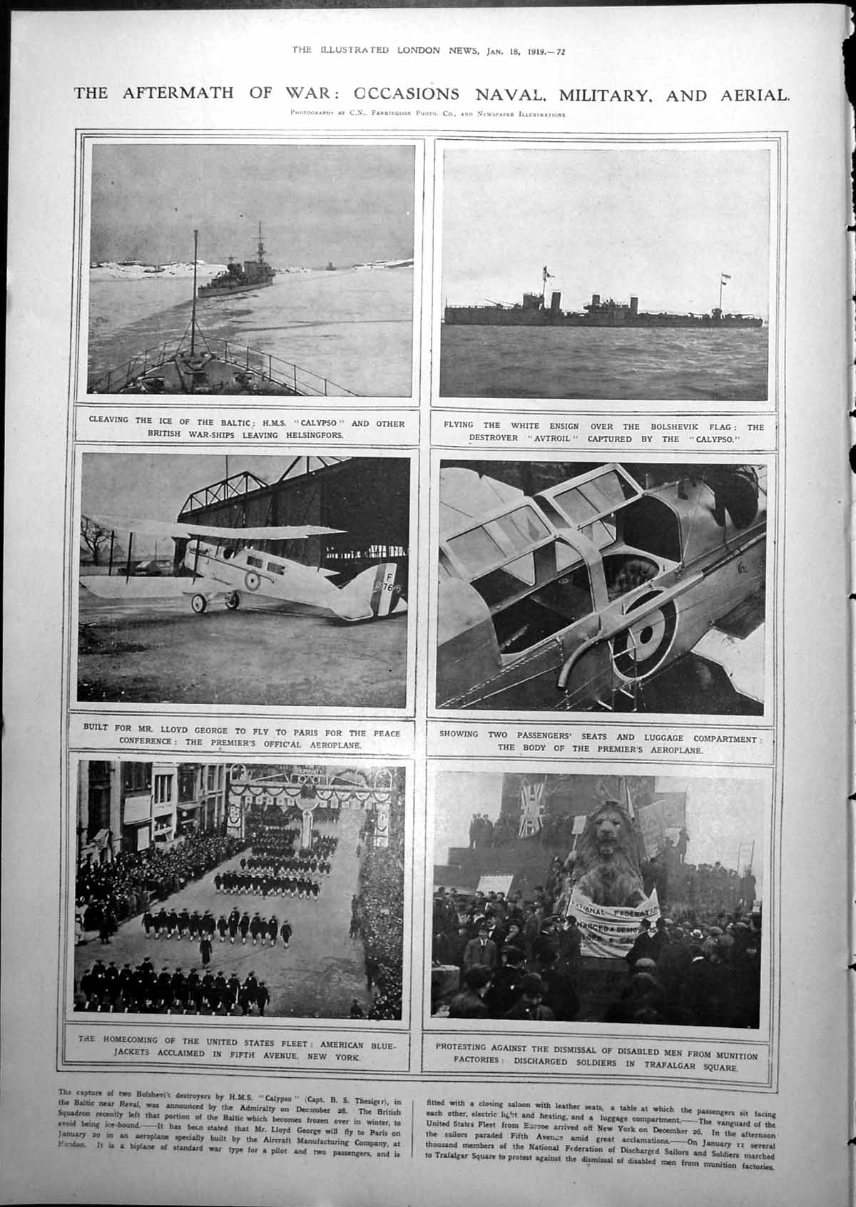 Antique Print Lloyd George'S Aeroplane Occasions Cavallini Trial Rome 1919 0