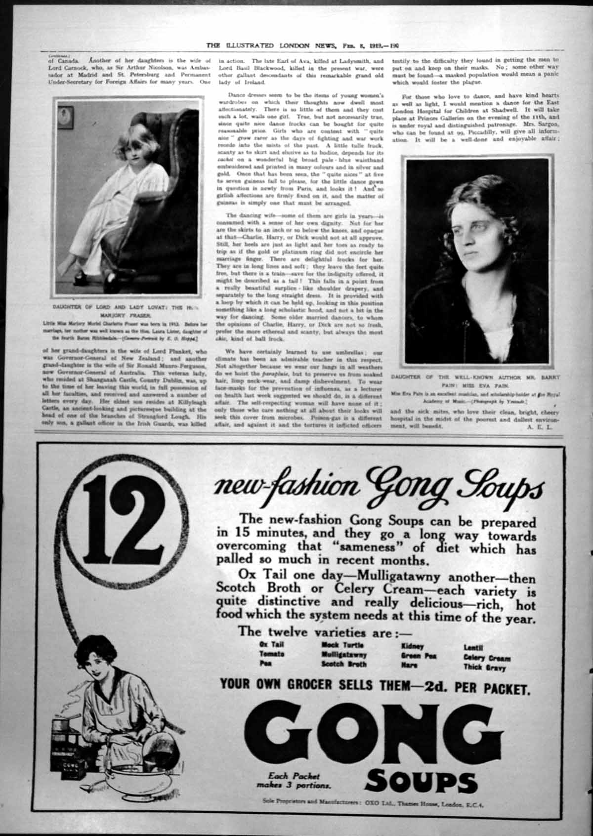 Old Marjory Fraser Daughter Lord Lady Lovat Miss Eva Pain Barry 1919 20th