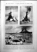 Old Print British Warship Agincourt Paravane At Work Disabling Mine 1919 20th