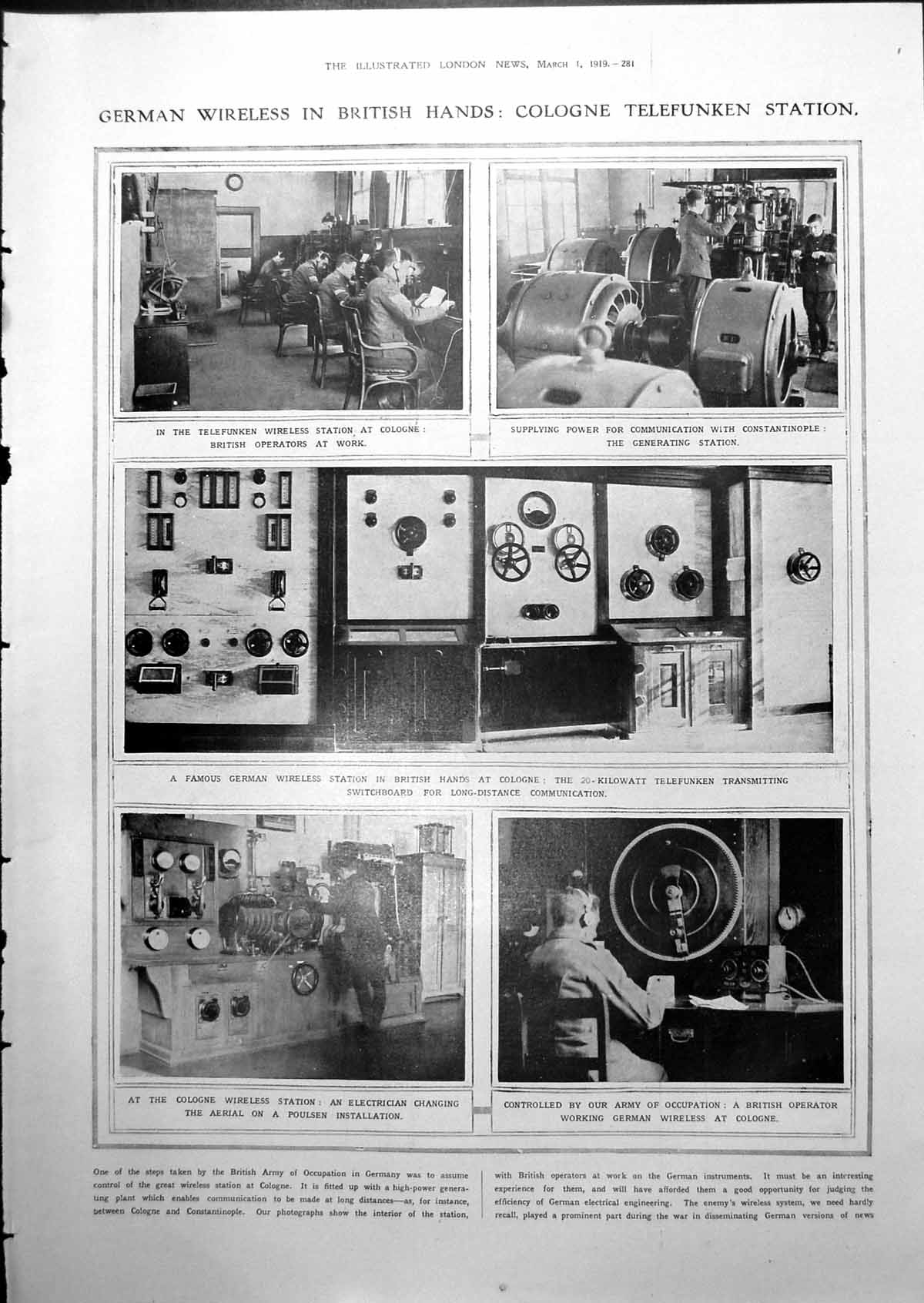 Antique Print Cologne Telefunken Station Press Club Paris Birth Eros 1919 20th