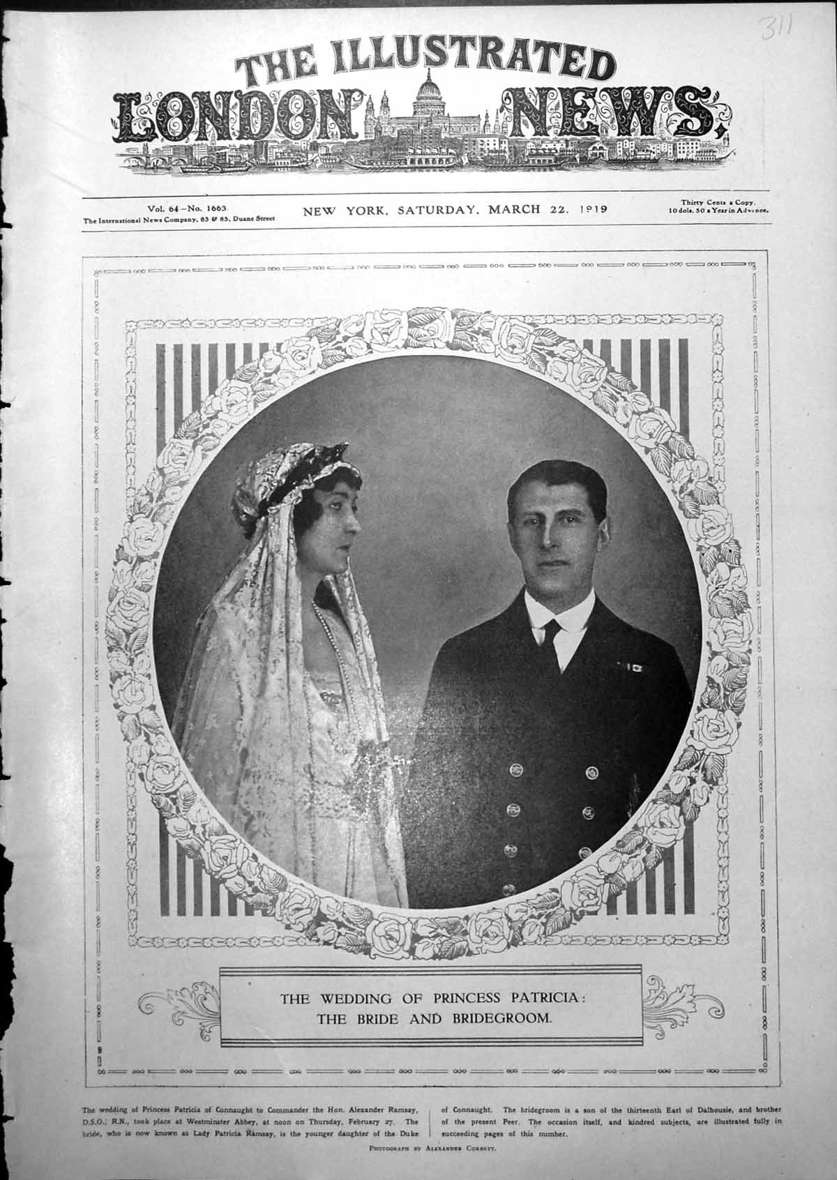 Antique Old Print Wedding Princess Patricia Bride Groom Mounted Police 1919