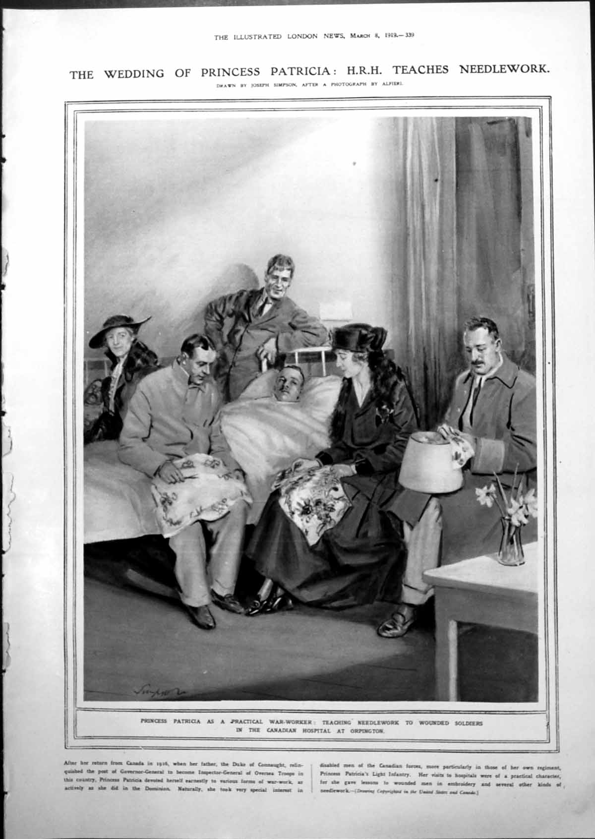Old Print Princess Patricia Hrh Teaches Needlework Empress Britain 1919 20th