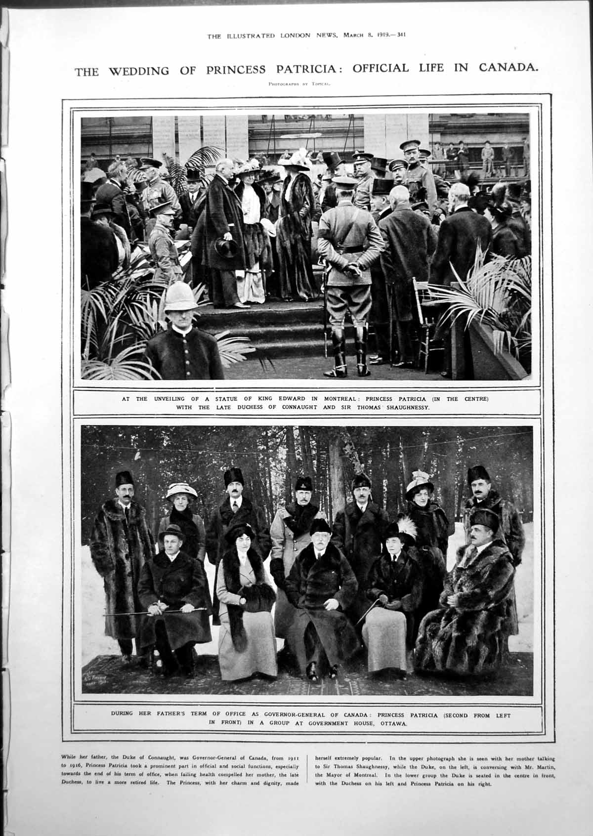 Antique Print Princess Patricia Official Life Canada With Horse Banff 1919