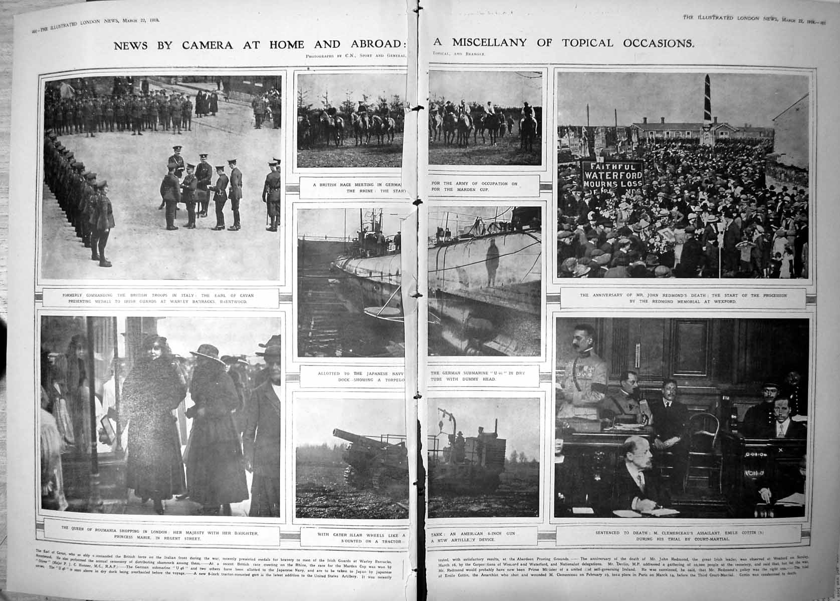 Old Print Damaged Queen Roumania Earl Cavan Irish Guards Marden Cup 1919 20th