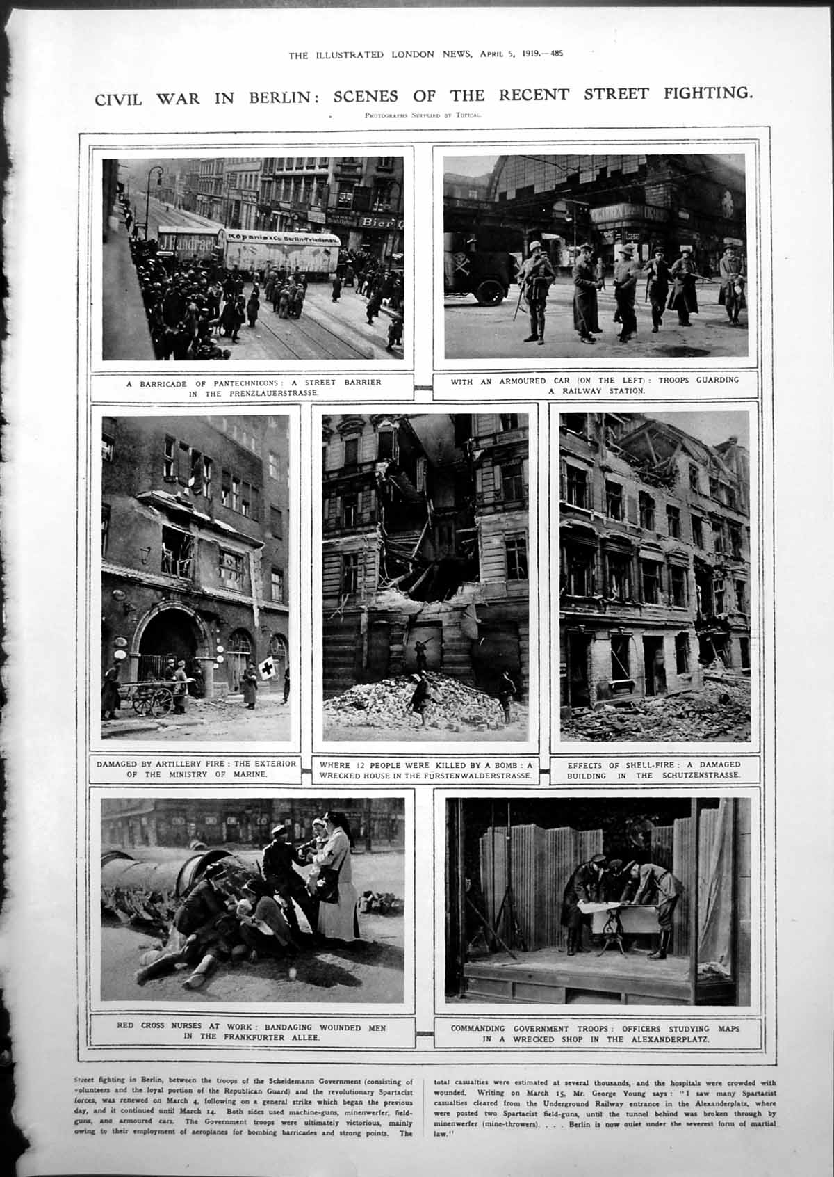 Old Civil War Berlin Street Fighting German Surrenders Shipping 1919 20th