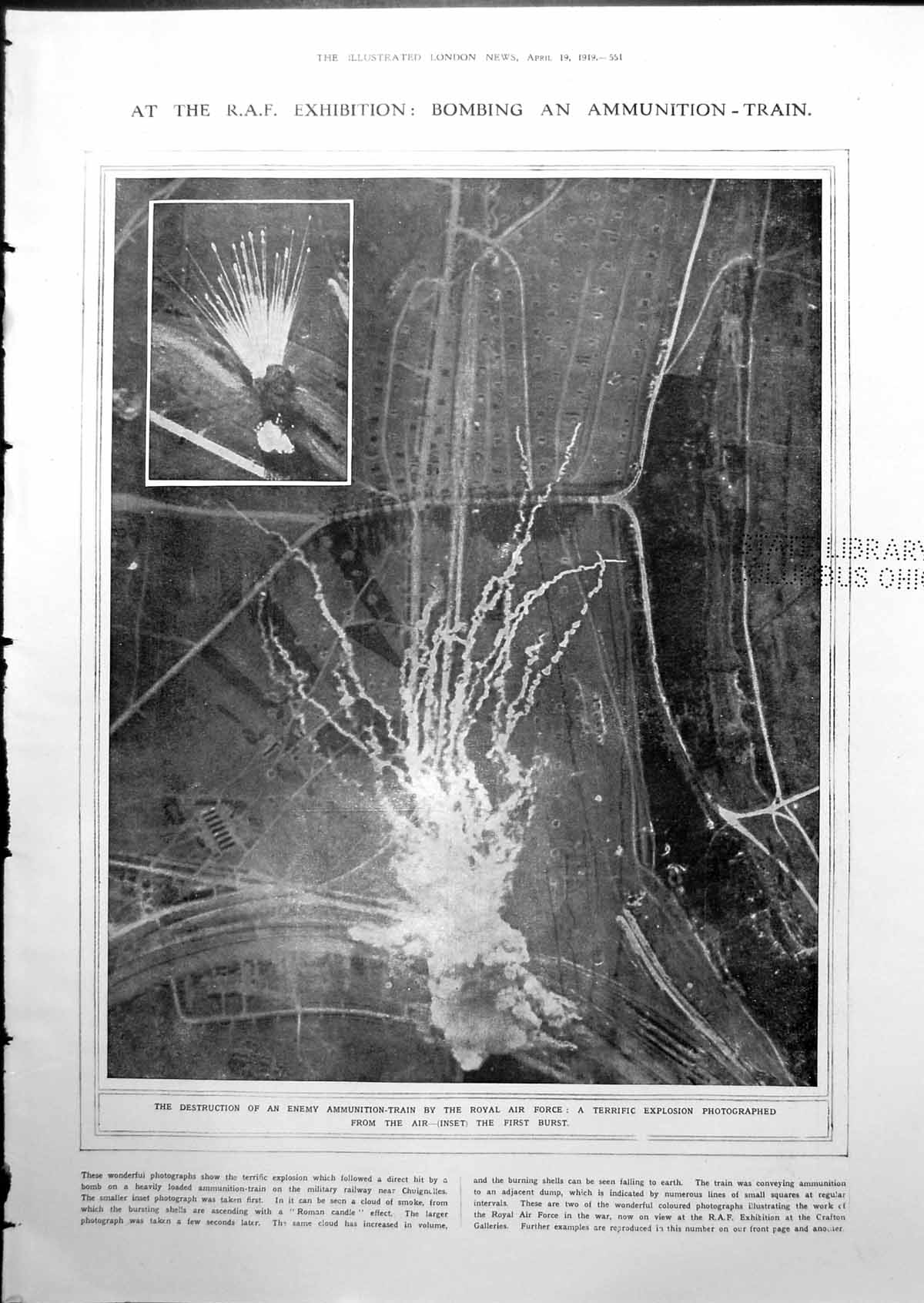 Old Print Destruction Enemy Ammunition Train From Air Prince Albert 1919 20th