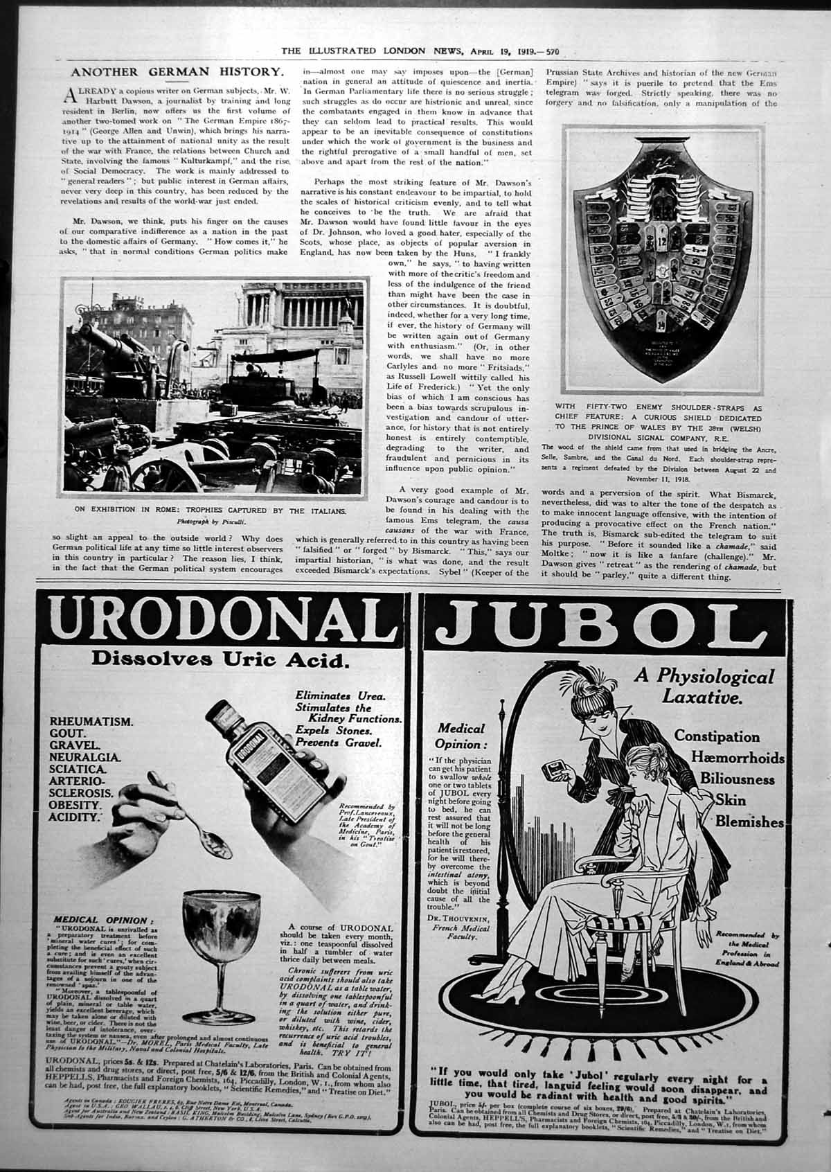 Old Exhibits Rome Trophies Captured Italians Shield Prince Wales 1919 20th