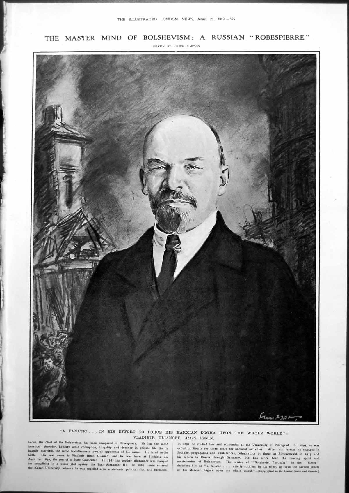 Old Vladimir Ulianoff Alias Lenin Window Great Watching Chamber 1919 20th
