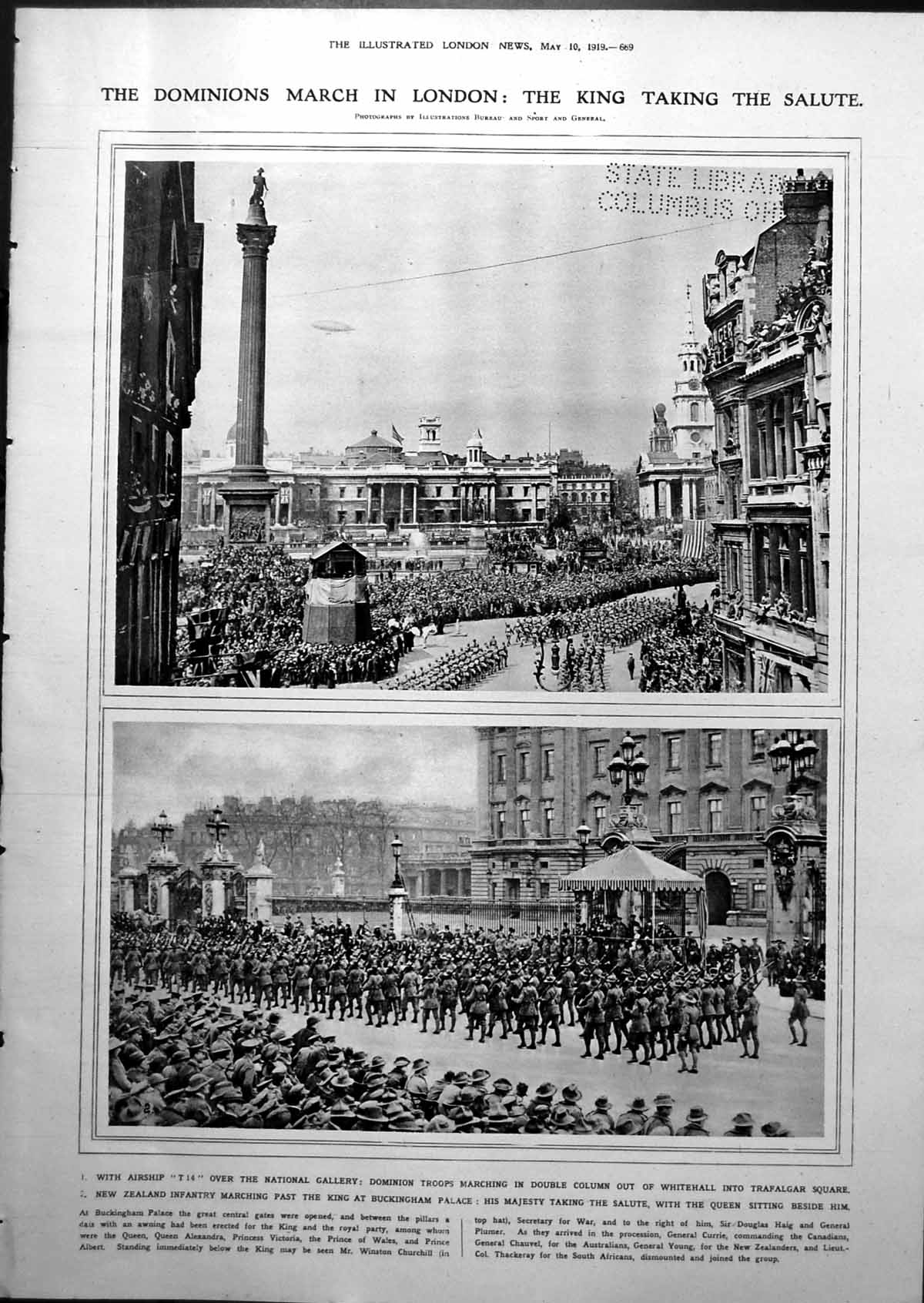 Antique Print Dominions March London King Salute Air Escort'S Photos 1919 20th