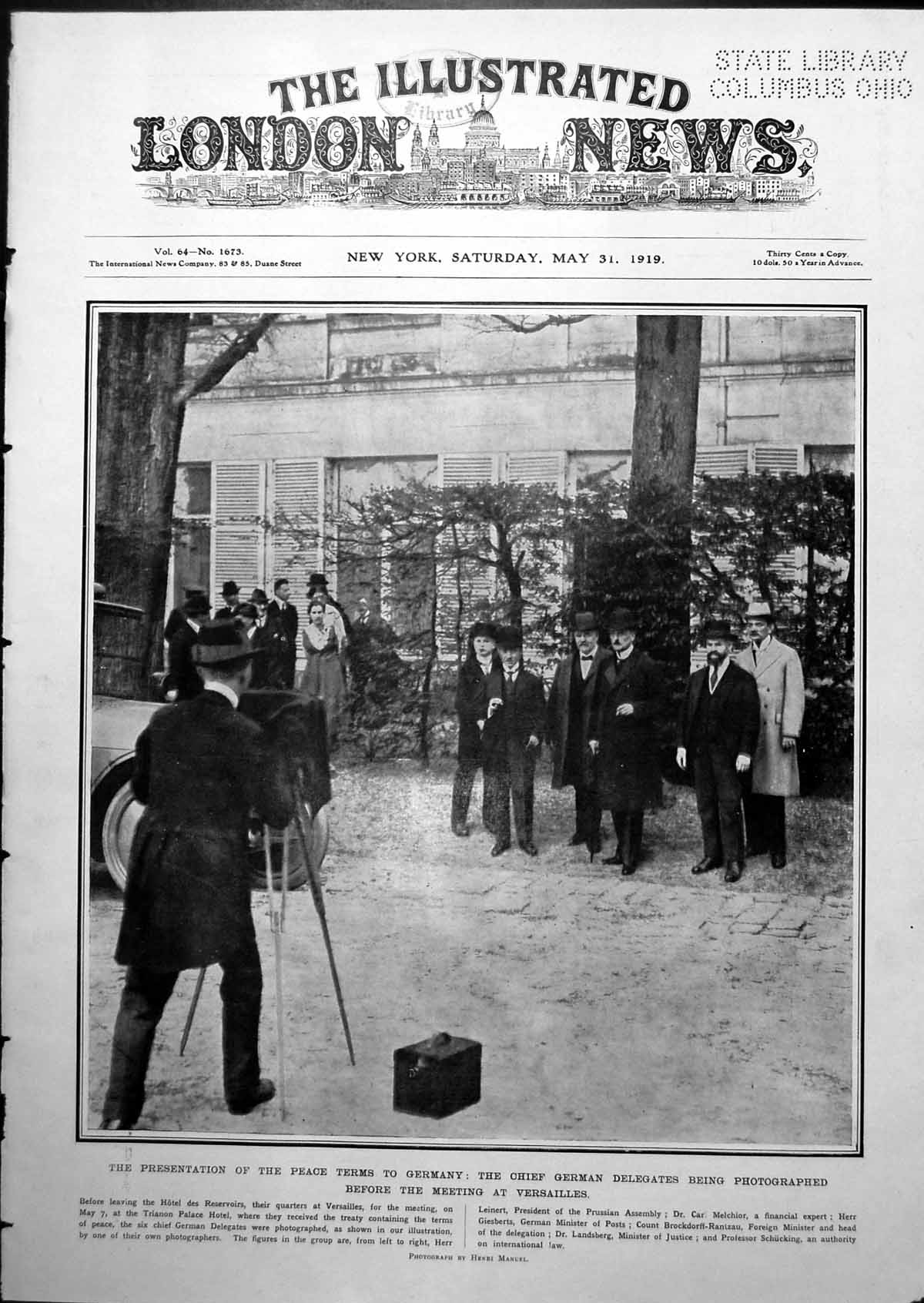 Antique Old Print German Delegates Versailles Allied Representatives 1919 20th